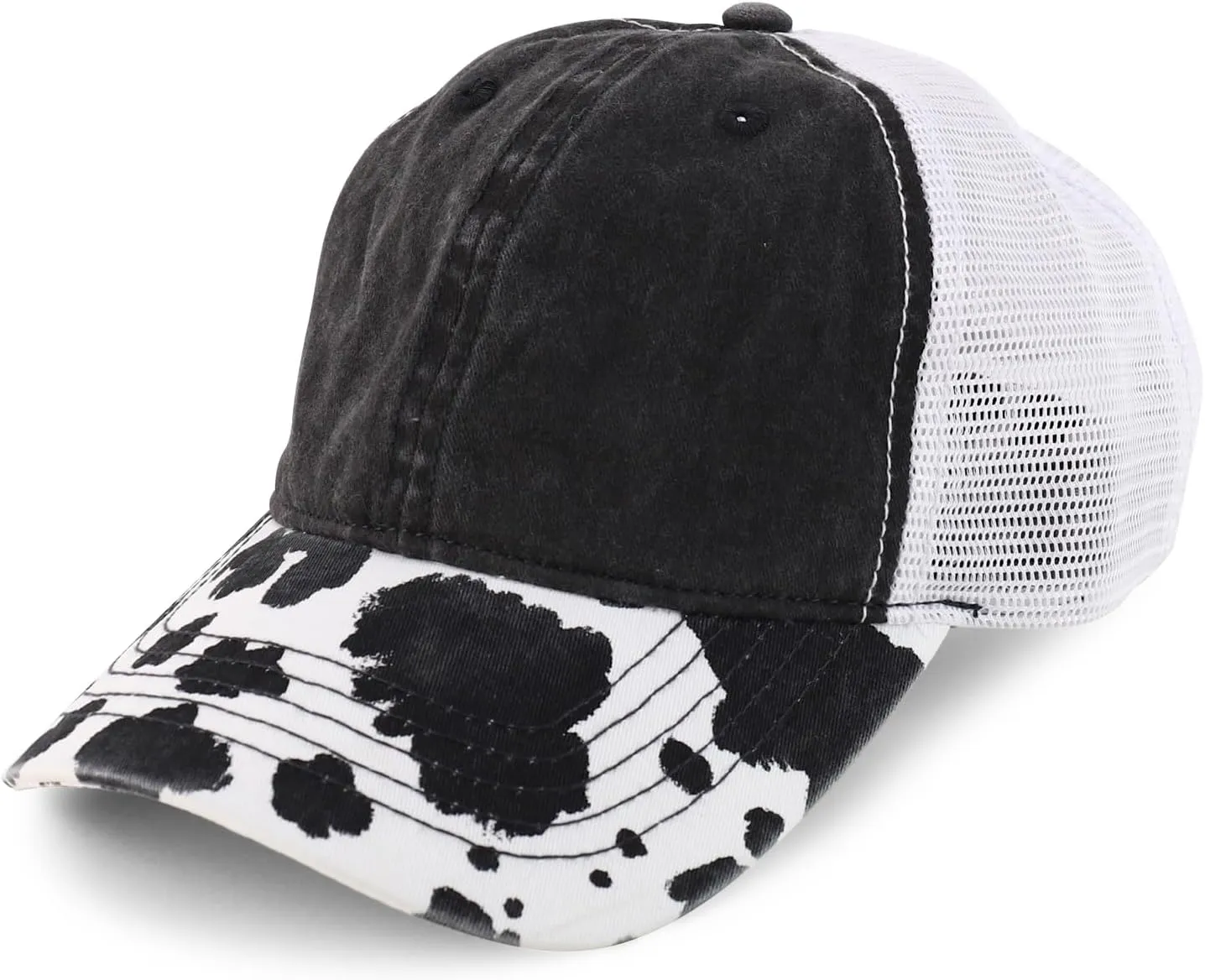 Trendy Apparel Shop Women's Animal Print Mesh Back Ponytail Baseball Cap