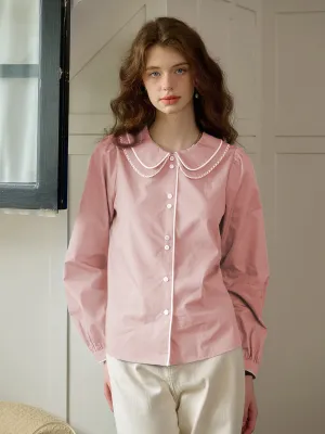 ZeroWaste Pattern Low Profile Seaming ??Final Sale??Courtney Round Neck Cotton Blouse