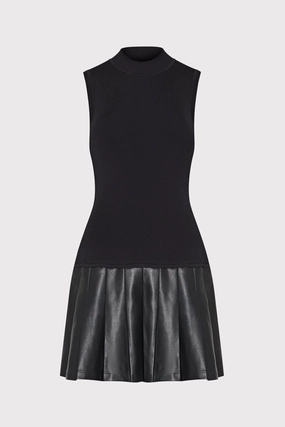 Sophisticated Touch Leather Skirt Knit Dress