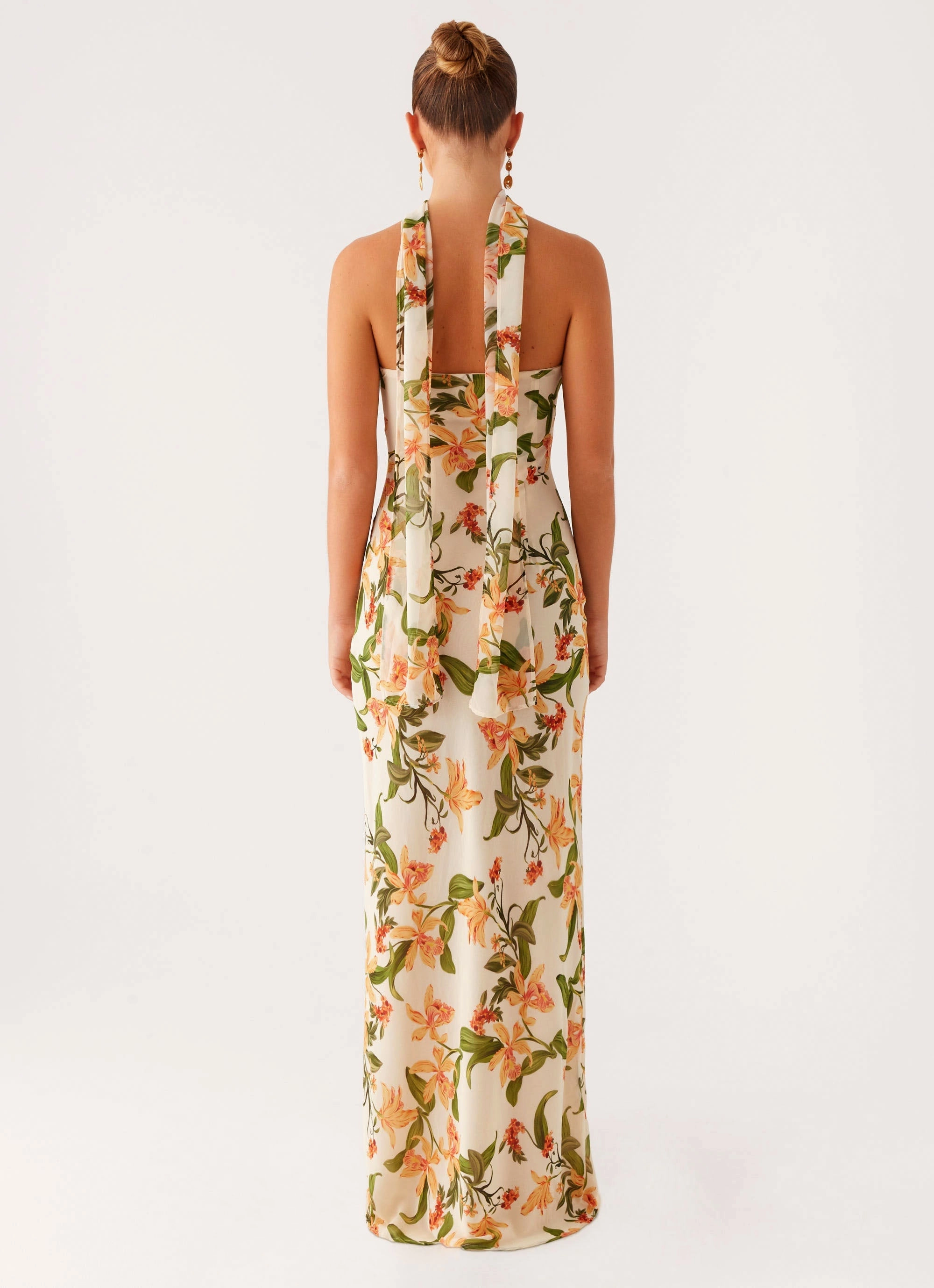 Gali Strapless Maxi Dress - Floral Print Bold Statement Nordic Calm
