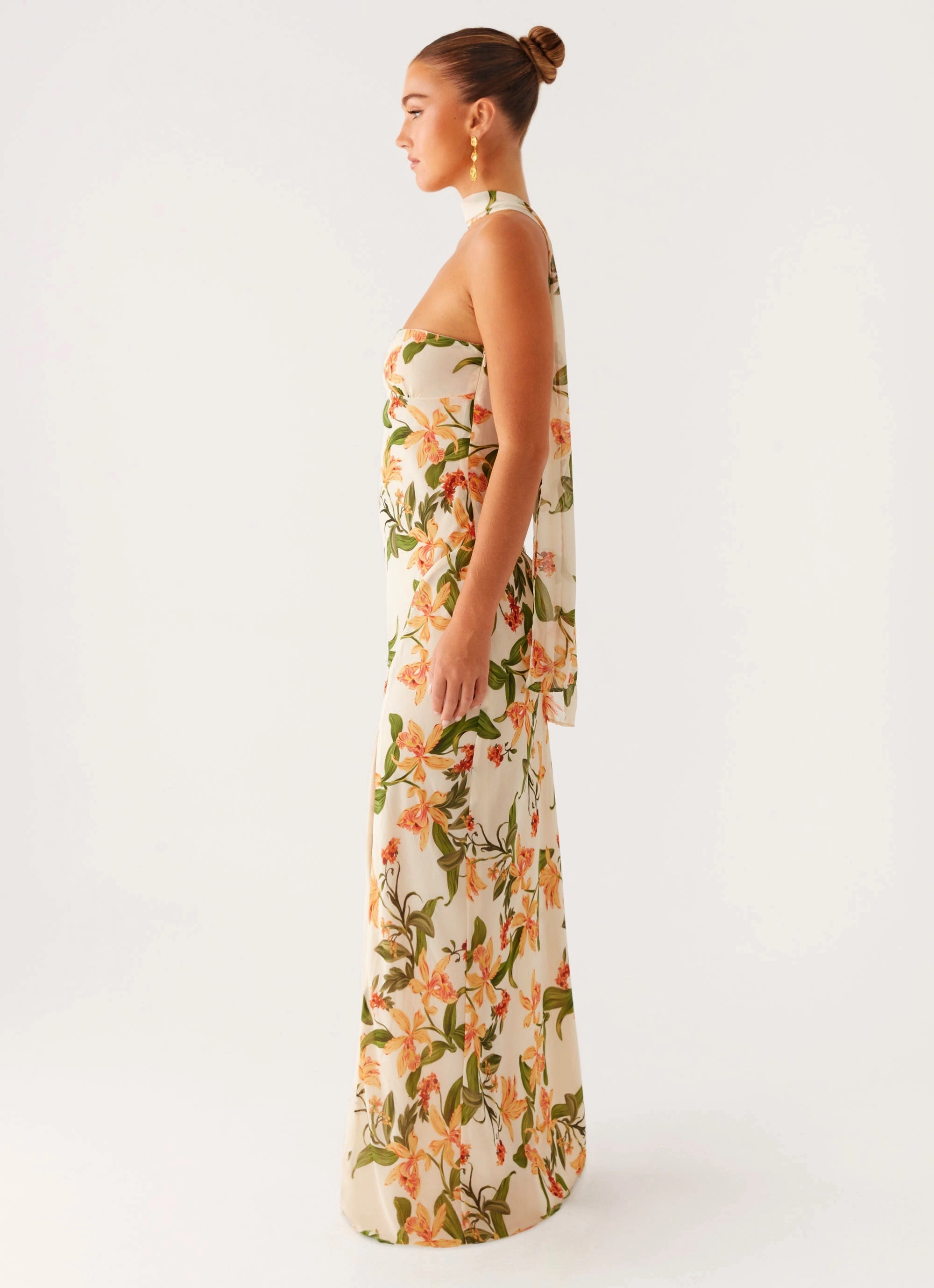 Gali Strapless Maxi Dress - Floral Print Fitted Design