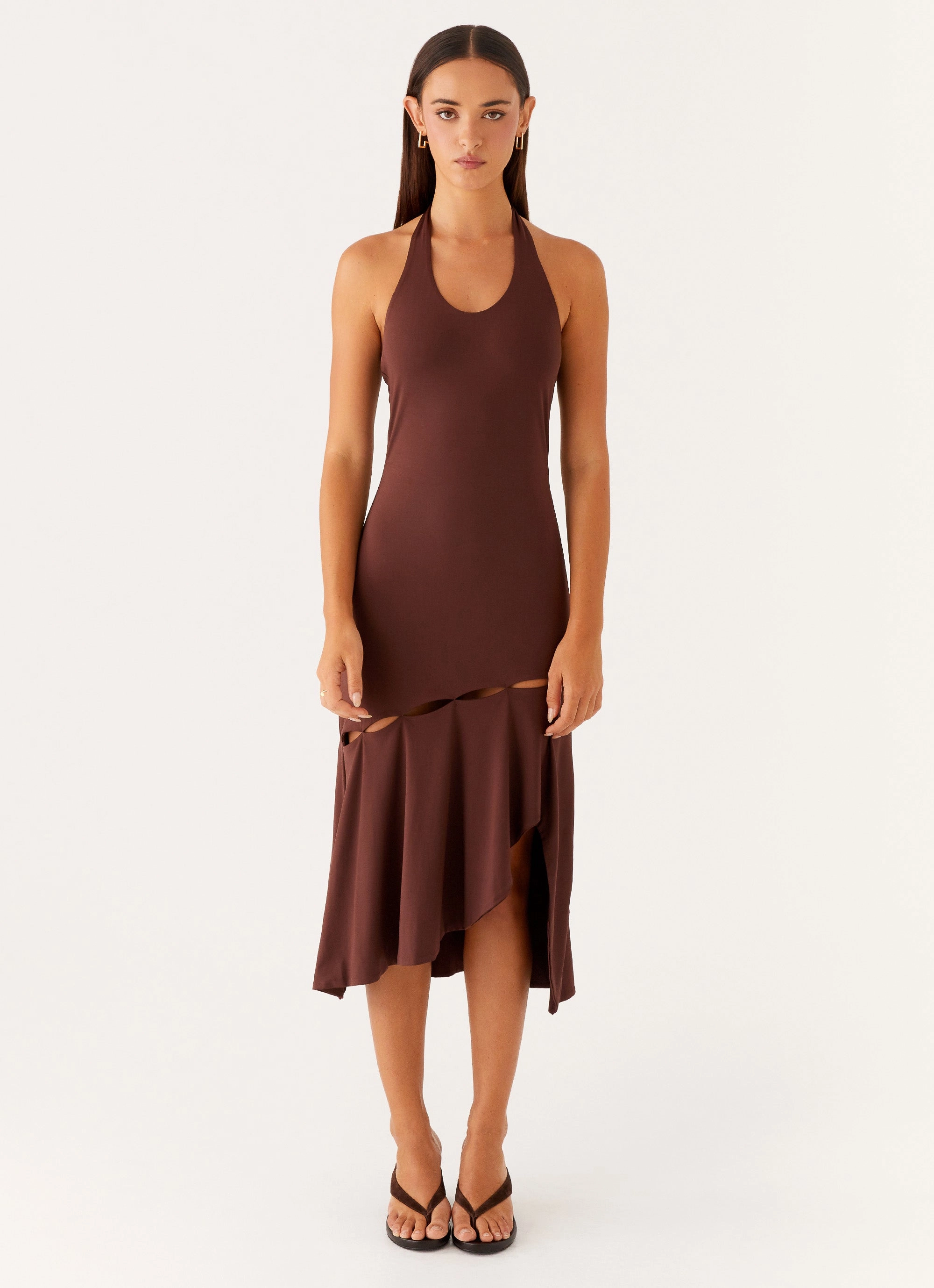 Feminine Design CrinkleResistantWeave Fast Times Midi Dress - Chocolate