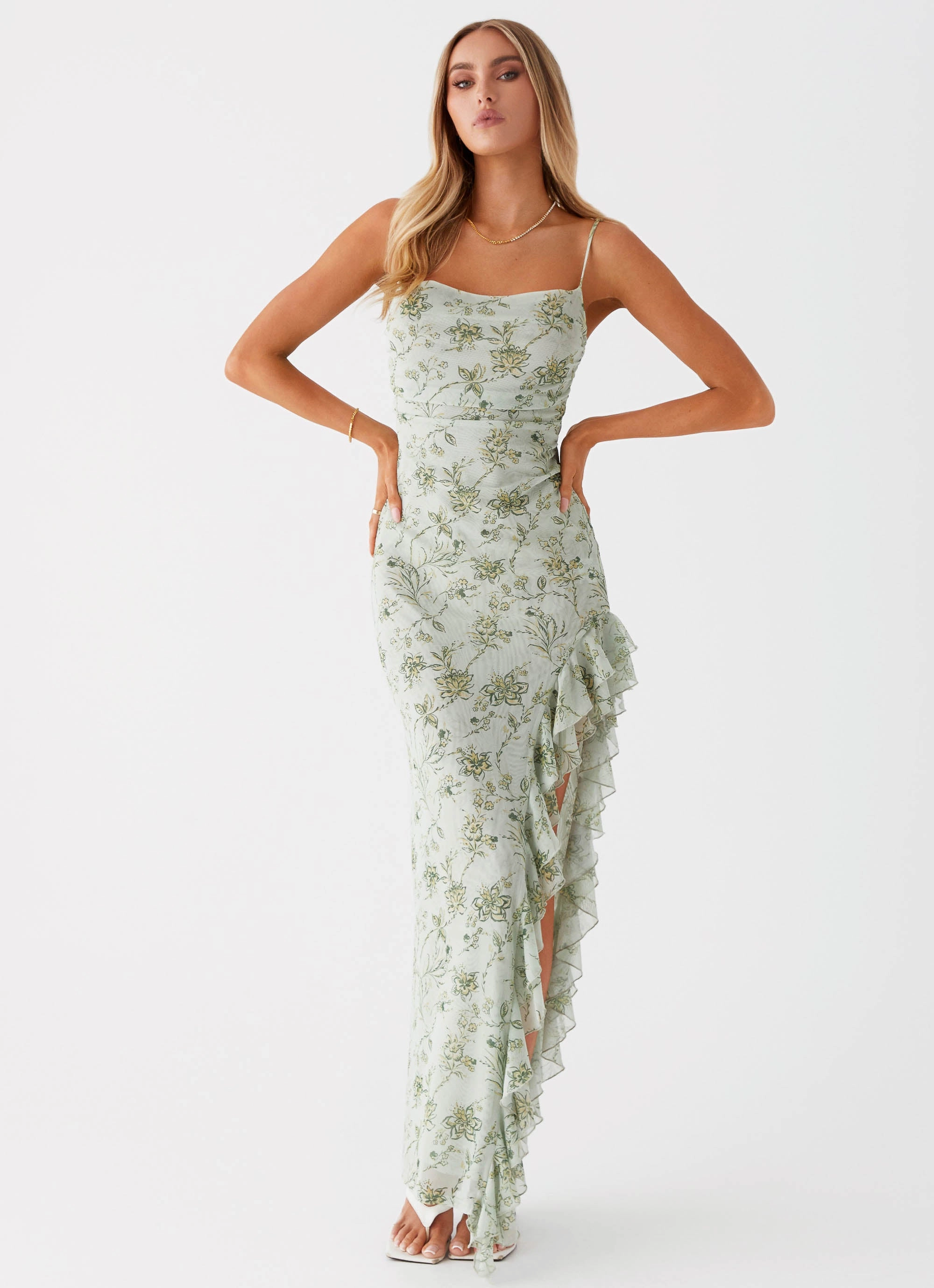 Fast Chic Princessa Maxi Dress - Sage Floral