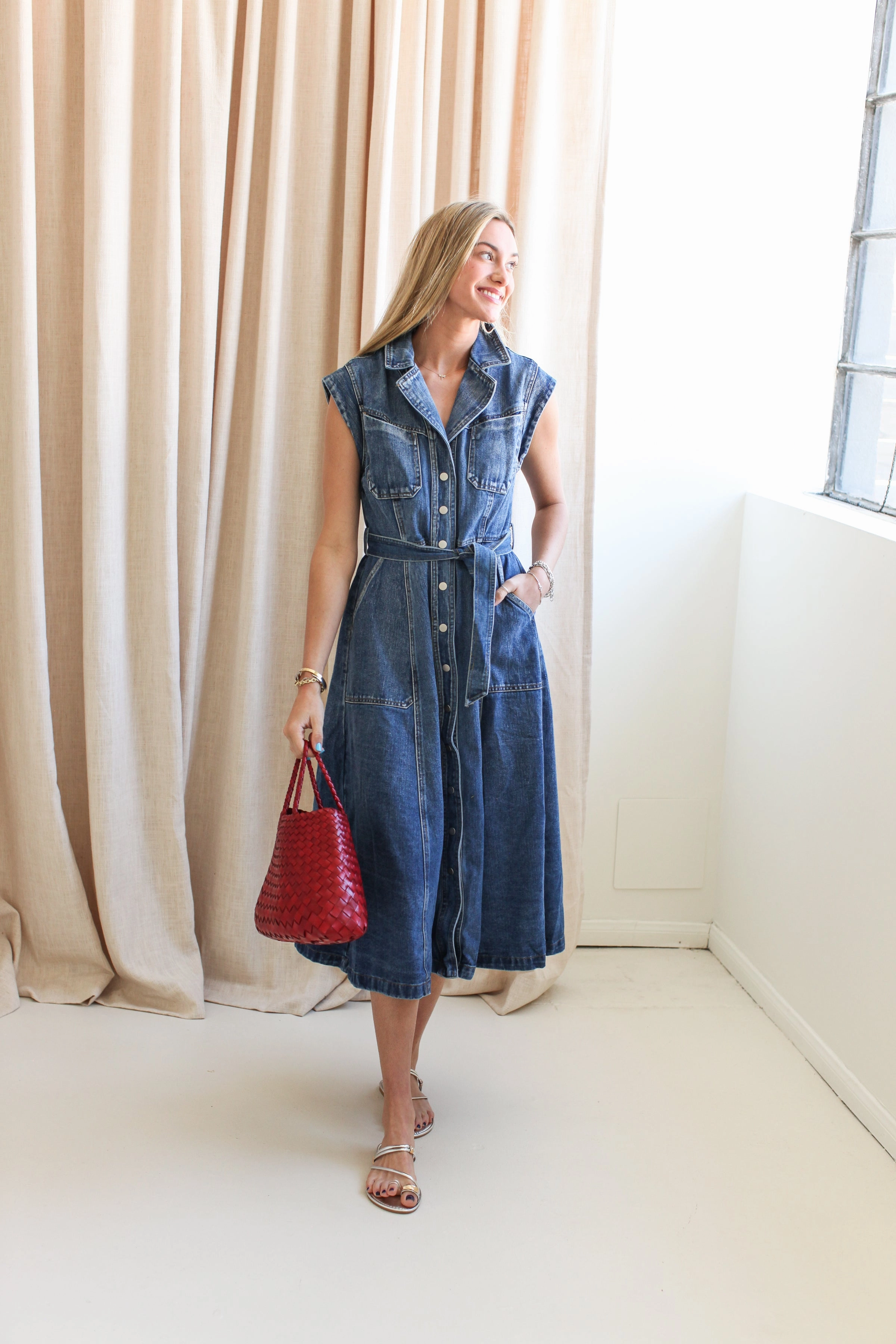 Frances Denim Midi Dress Boho Mood Light Base