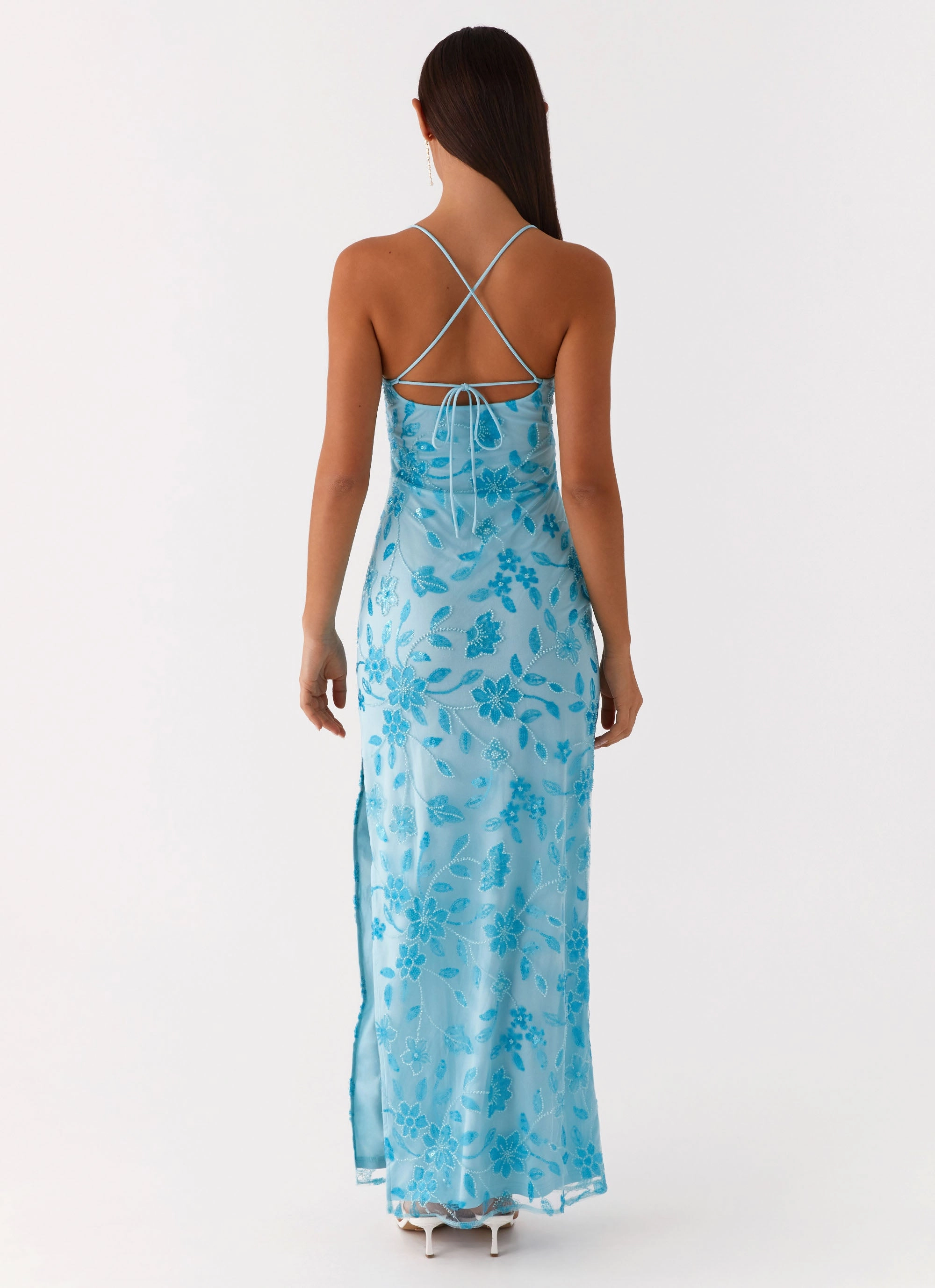 Bright Lights Beaded Maxi Dress - Blue Trend Detail