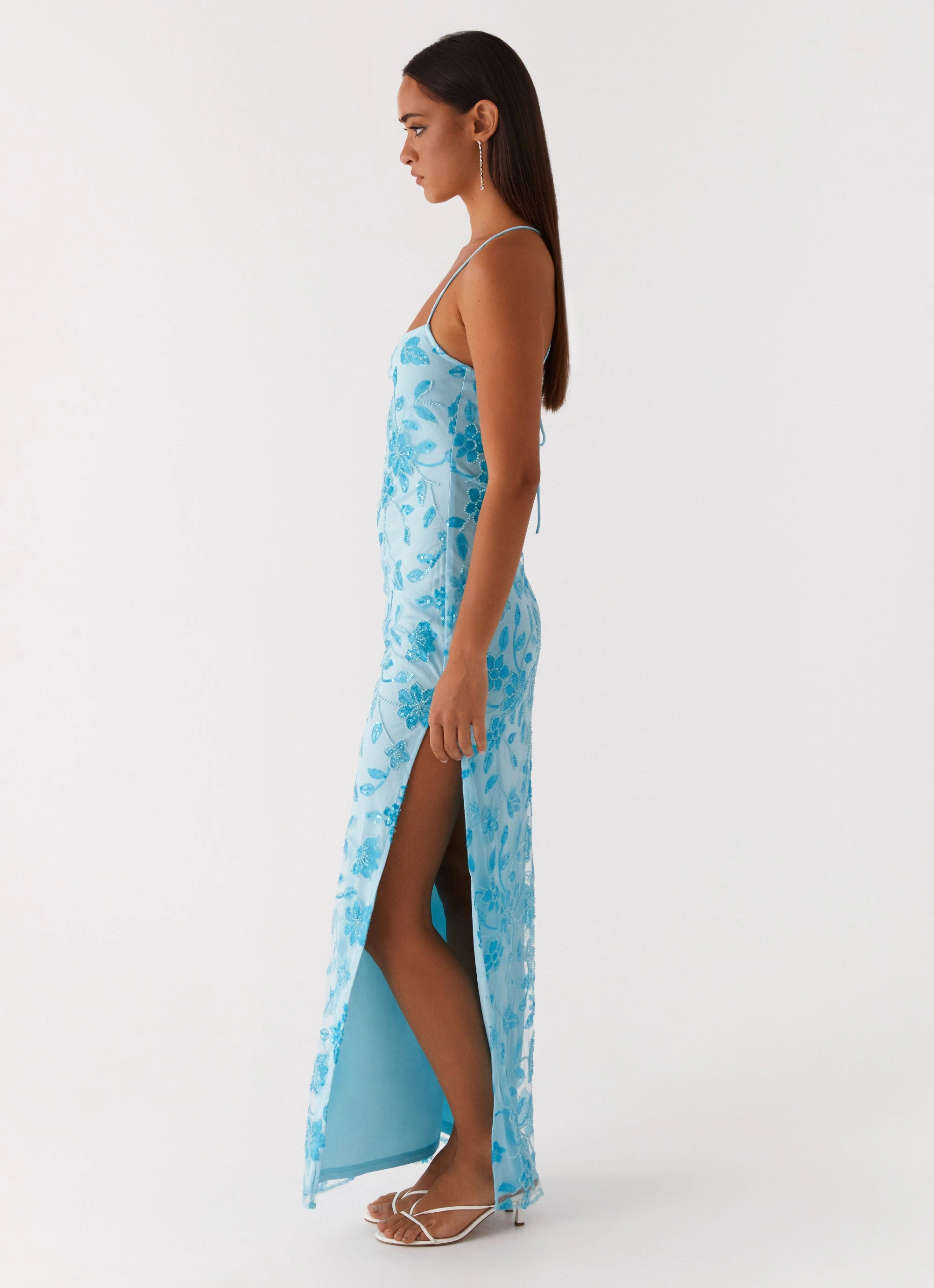 Bright Lights Beaded Maxi Dress - Blue Trend Fit