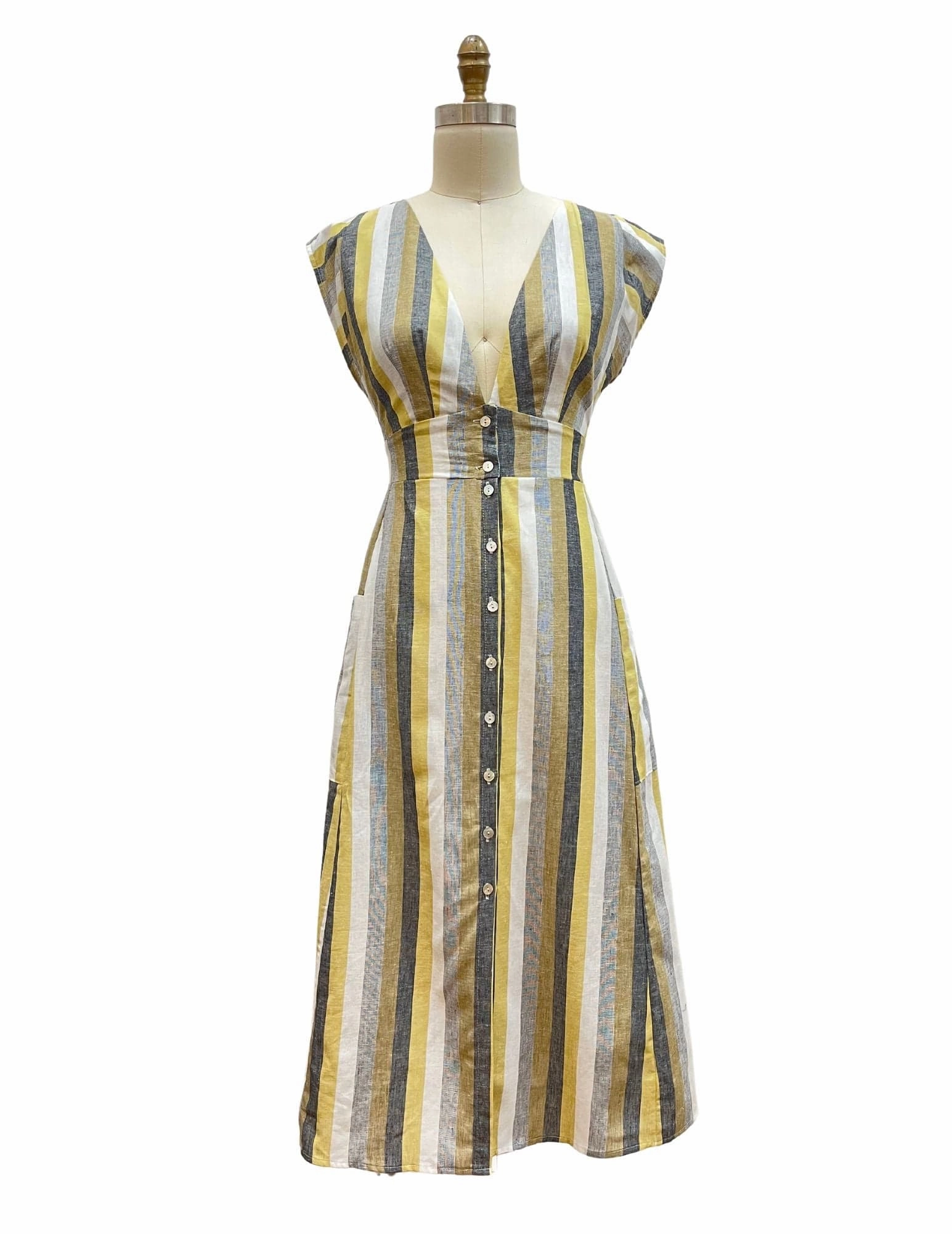Light and Breezy Perfect for Travel Penelope Dress in Linen Stripe