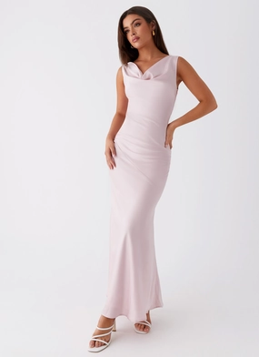 Be Mine Satin Maxi Dress - Mauve Pink Sustainable-Lining City Essential