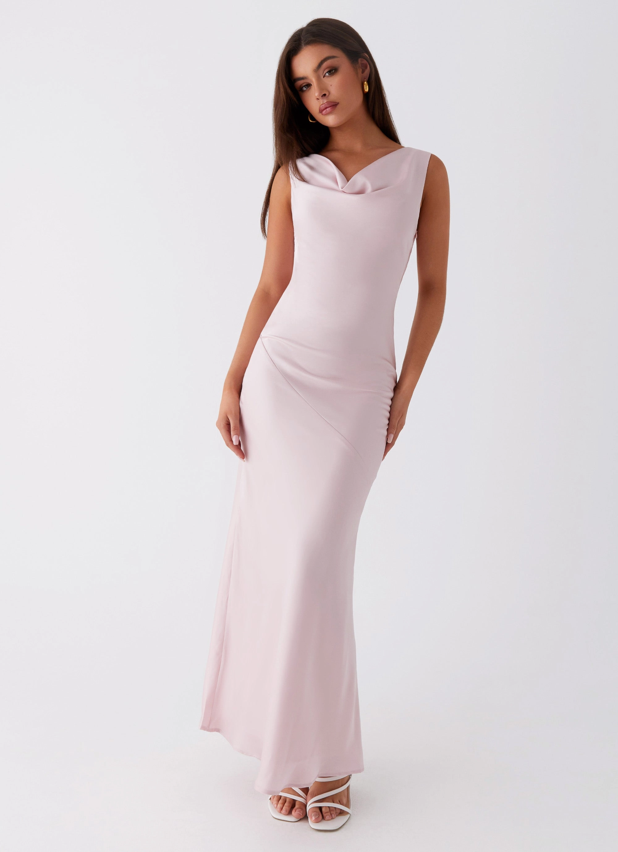 Layered Texture Date Vibe Be Mine Satin Maxi Dress - Mauve Pink