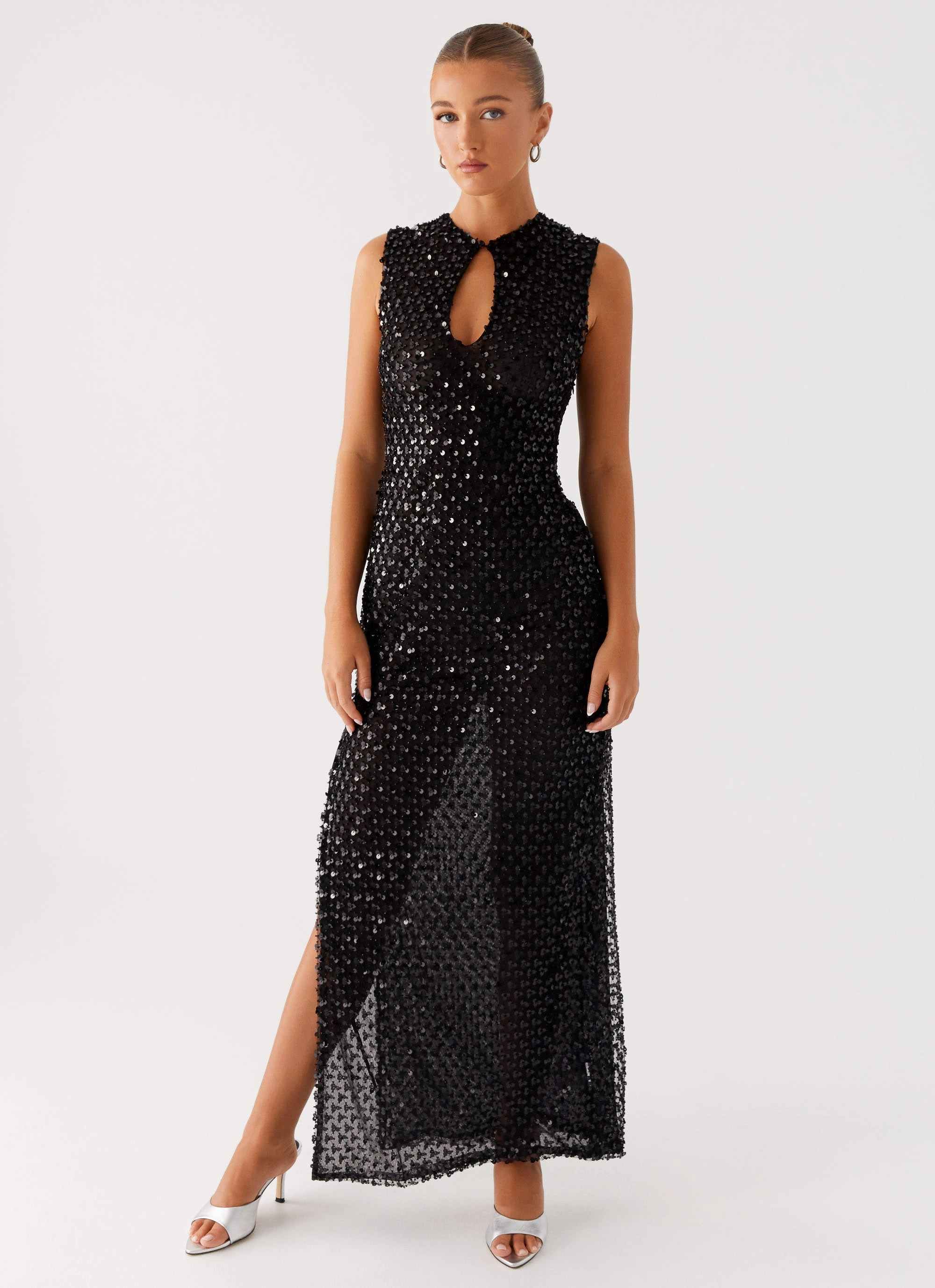 Wrap style Kore Sequin Maxi Dress - Black