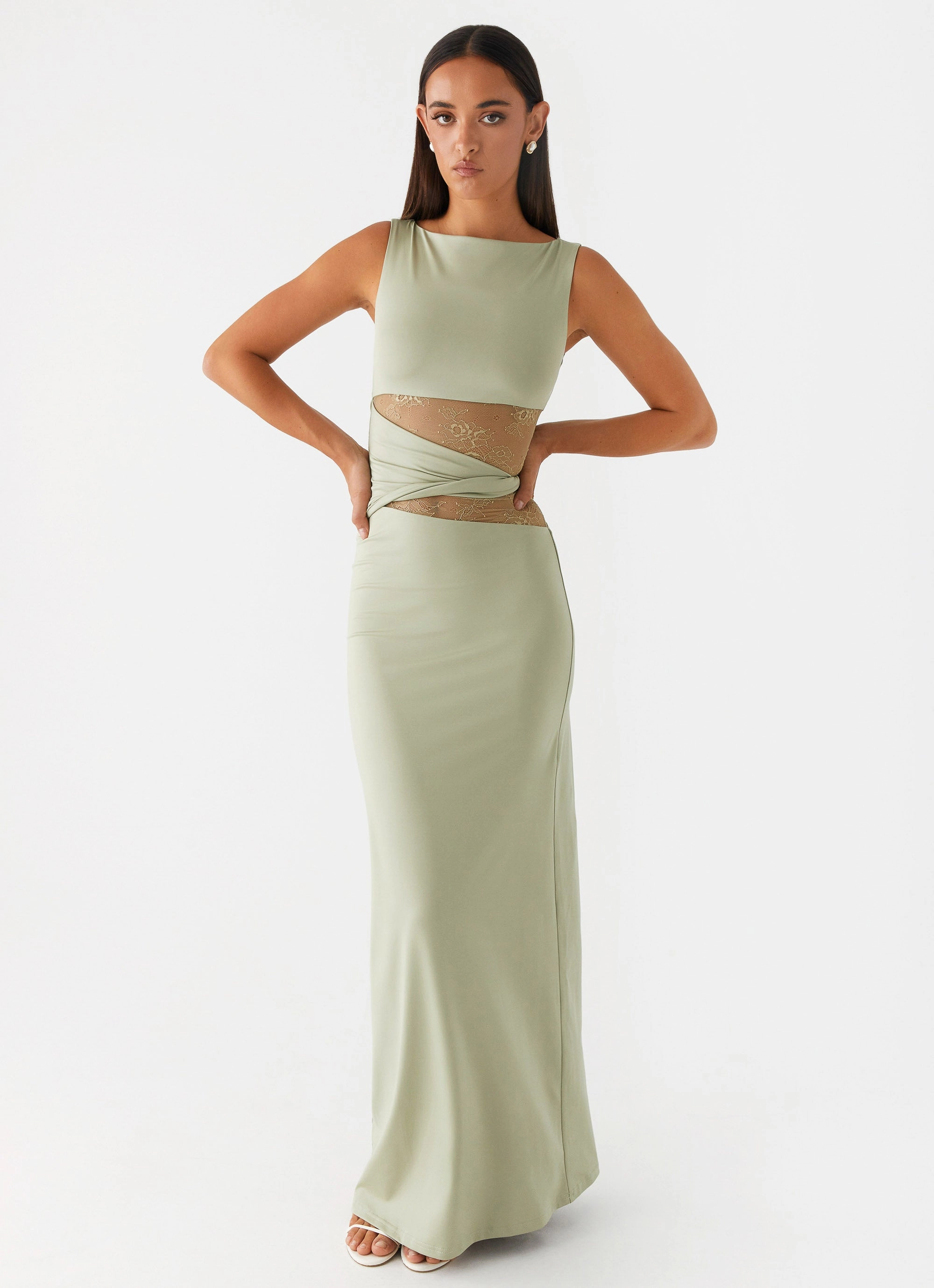 Karma Maxi Dress - Sage FlatlockSeam Basic Fashion