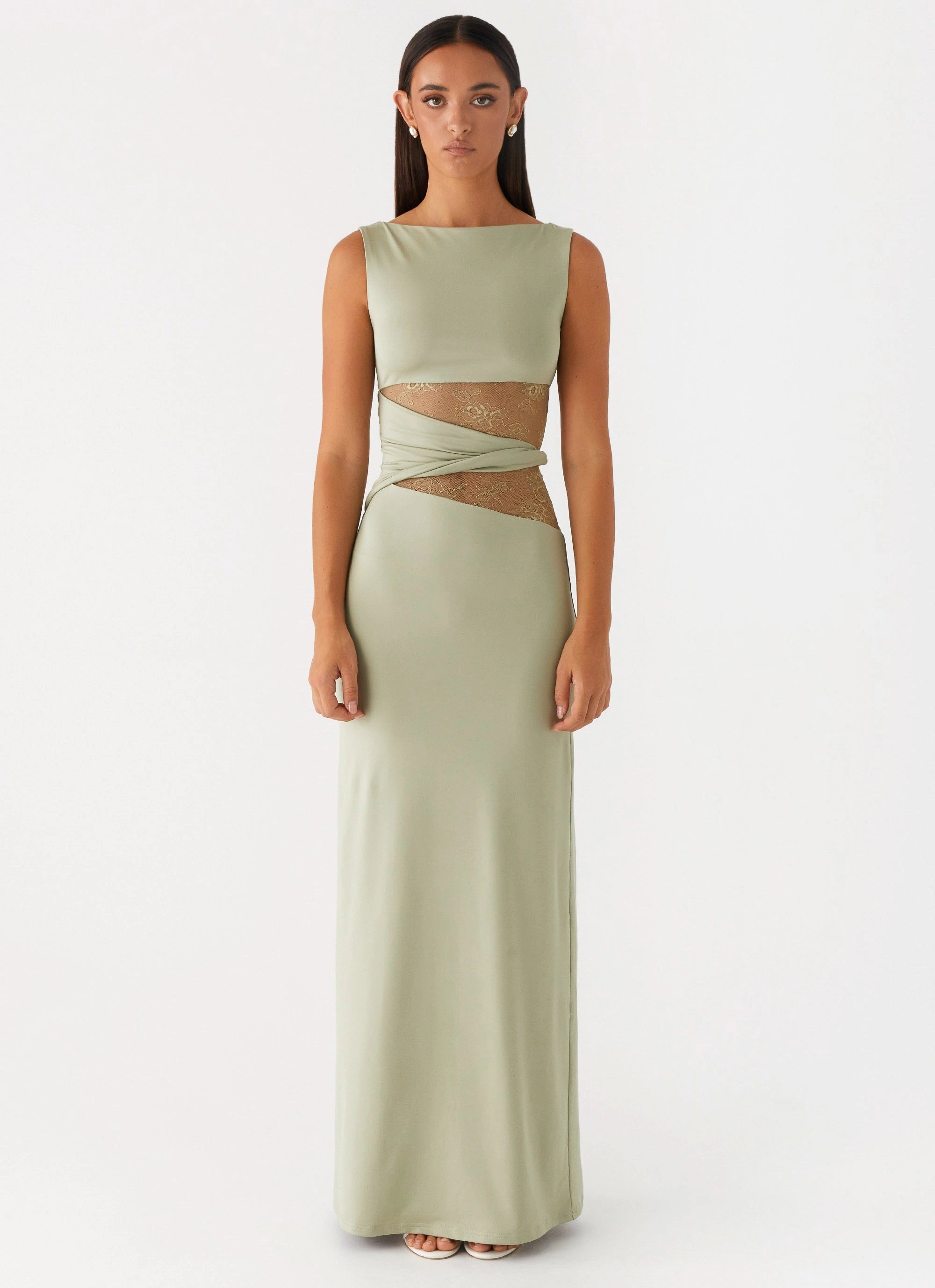 Karma Maxi Dress - Sage Rhinestone-Detail