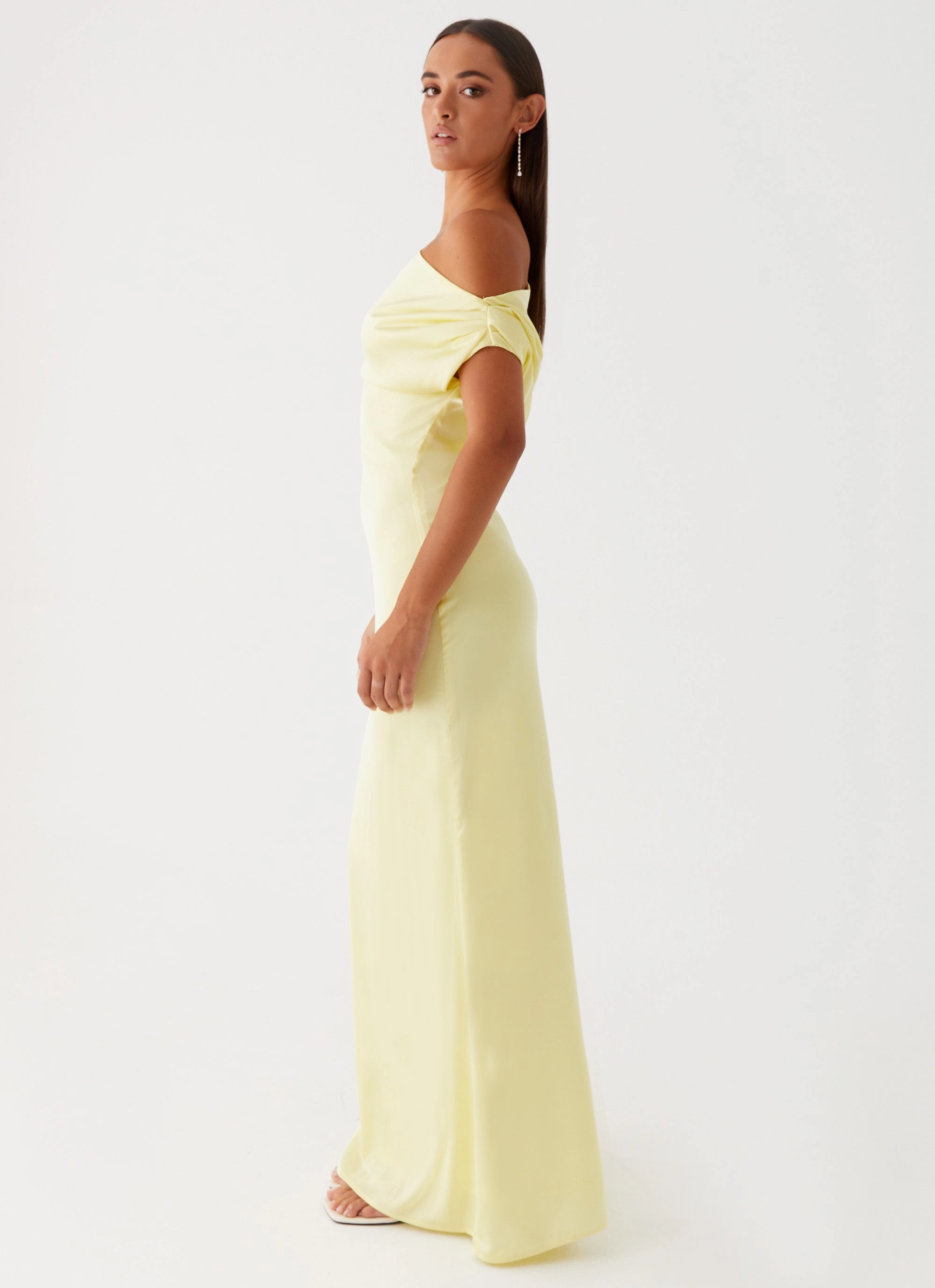 Heart Of Glass Satin Maxi Dress - Yellow Jewel-Tone Airy Weave