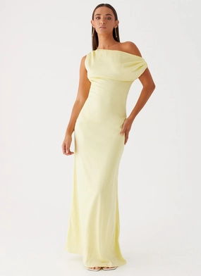 Heart Of Glass Satin Maxi Dress - Yellow Clean Mood Relax Piece