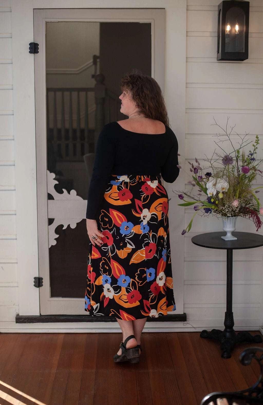 Trices Skirt in Abstract Floral Adjustable Closure
