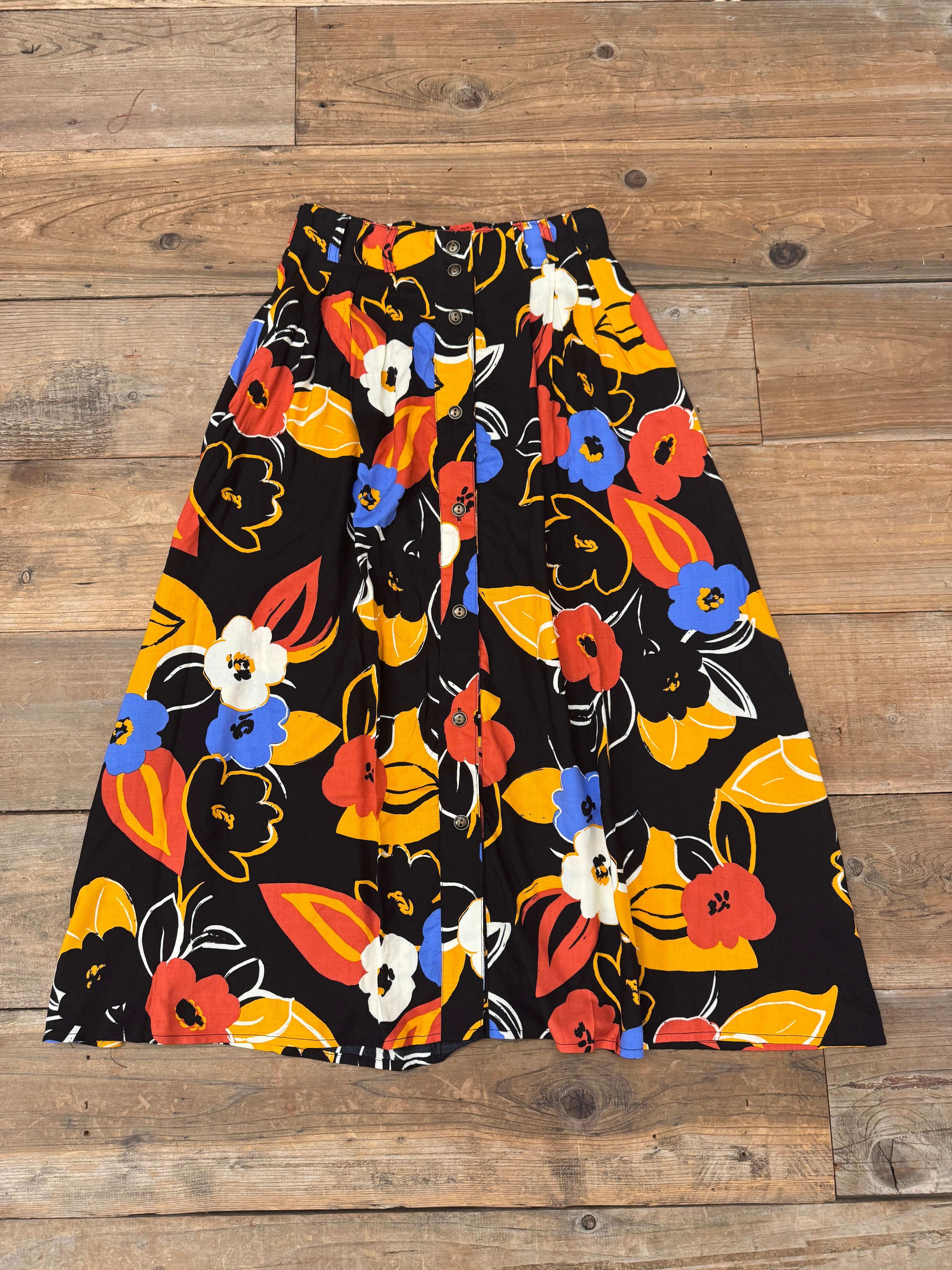Street Style Flat Lock Seams Trices Skirt in Abstract Floral