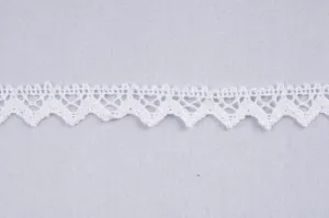 Trim: Lace: Cotton: 16mm: White. Per metre.