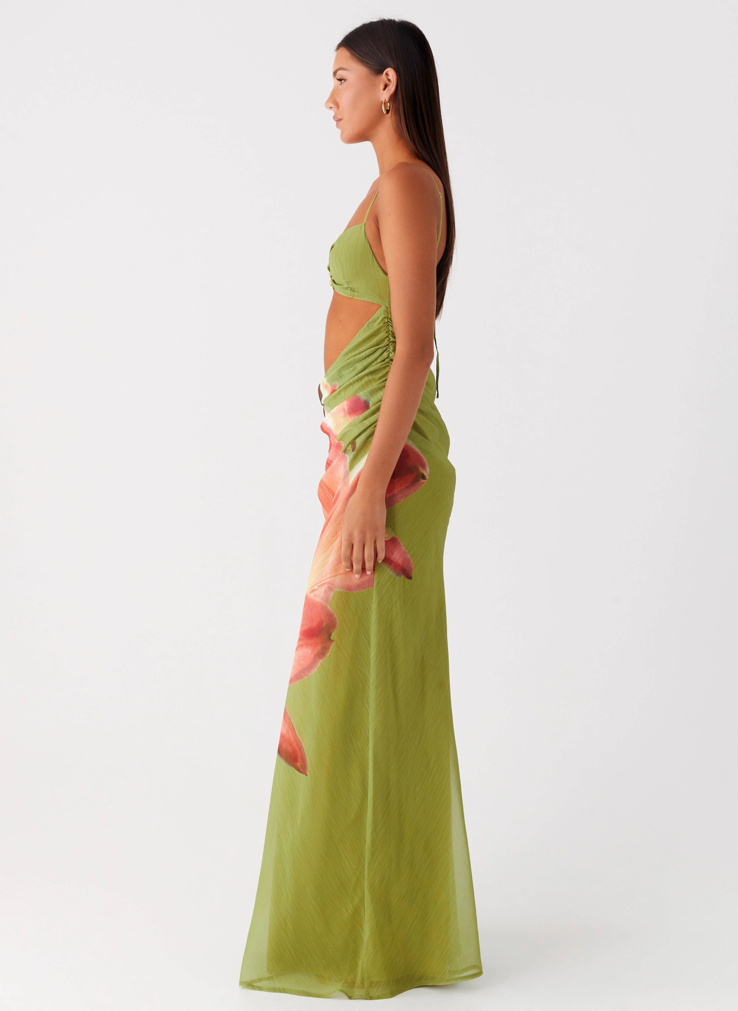 Polished Motion Tropic Rush Cut Out Maxi Dress - Jungle Floral