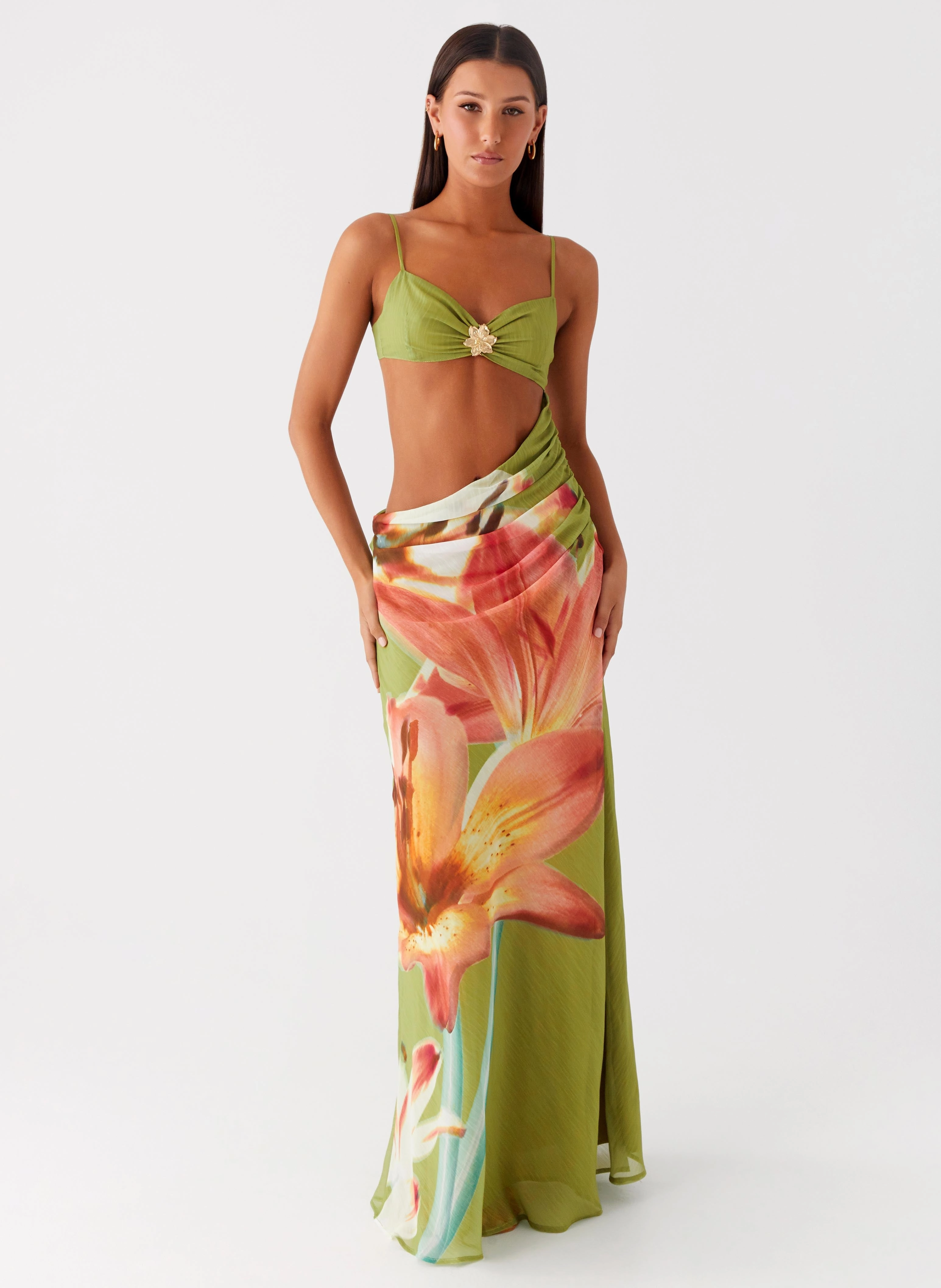 Classic wrap dress Tropic Rush Cut Out Maxi Dress - Jungle Floral
