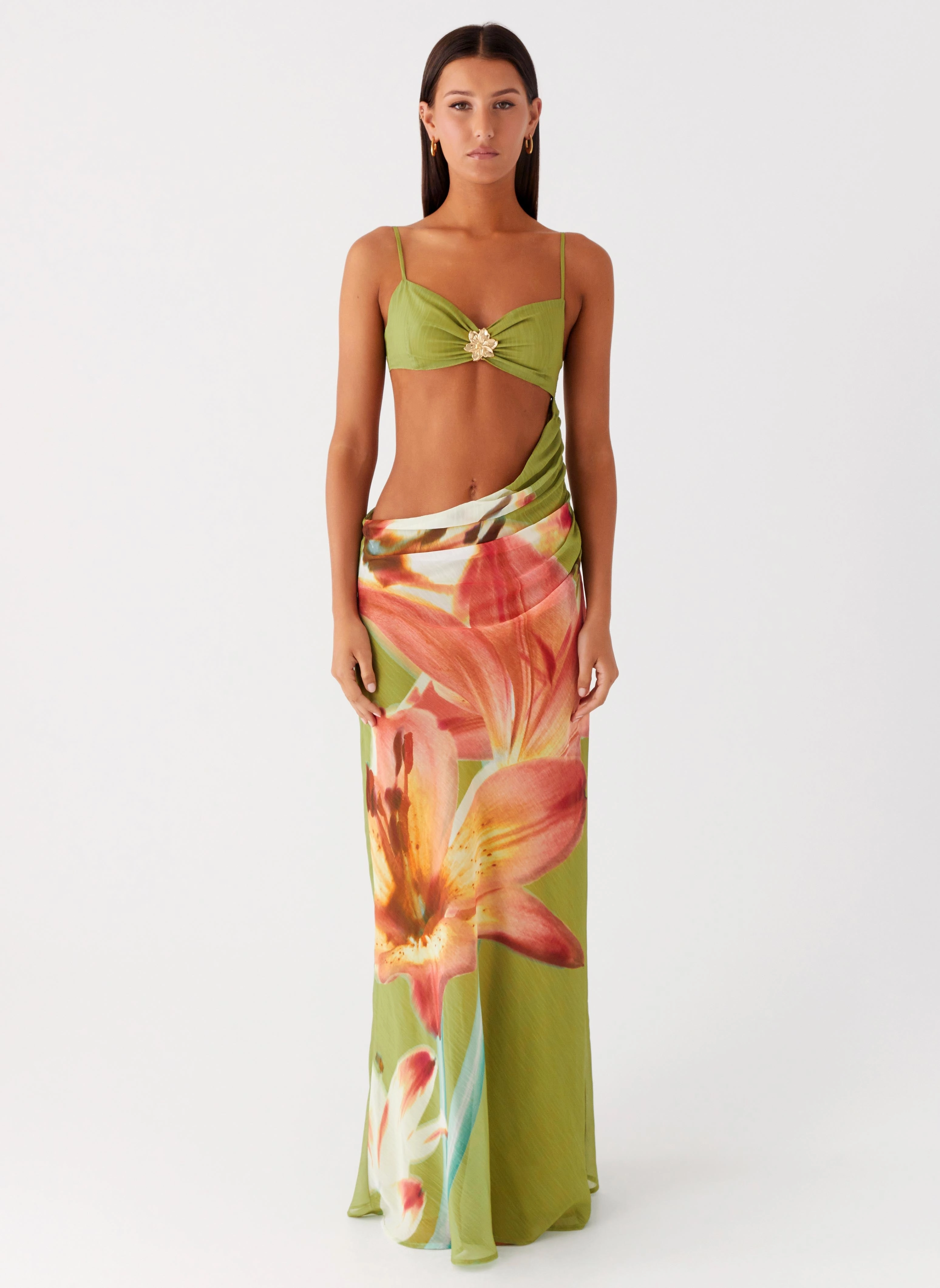 Stretch-Recovery LightweightMaterial Tropic Rush Cut Out Maxi Dress - Jungle Floral