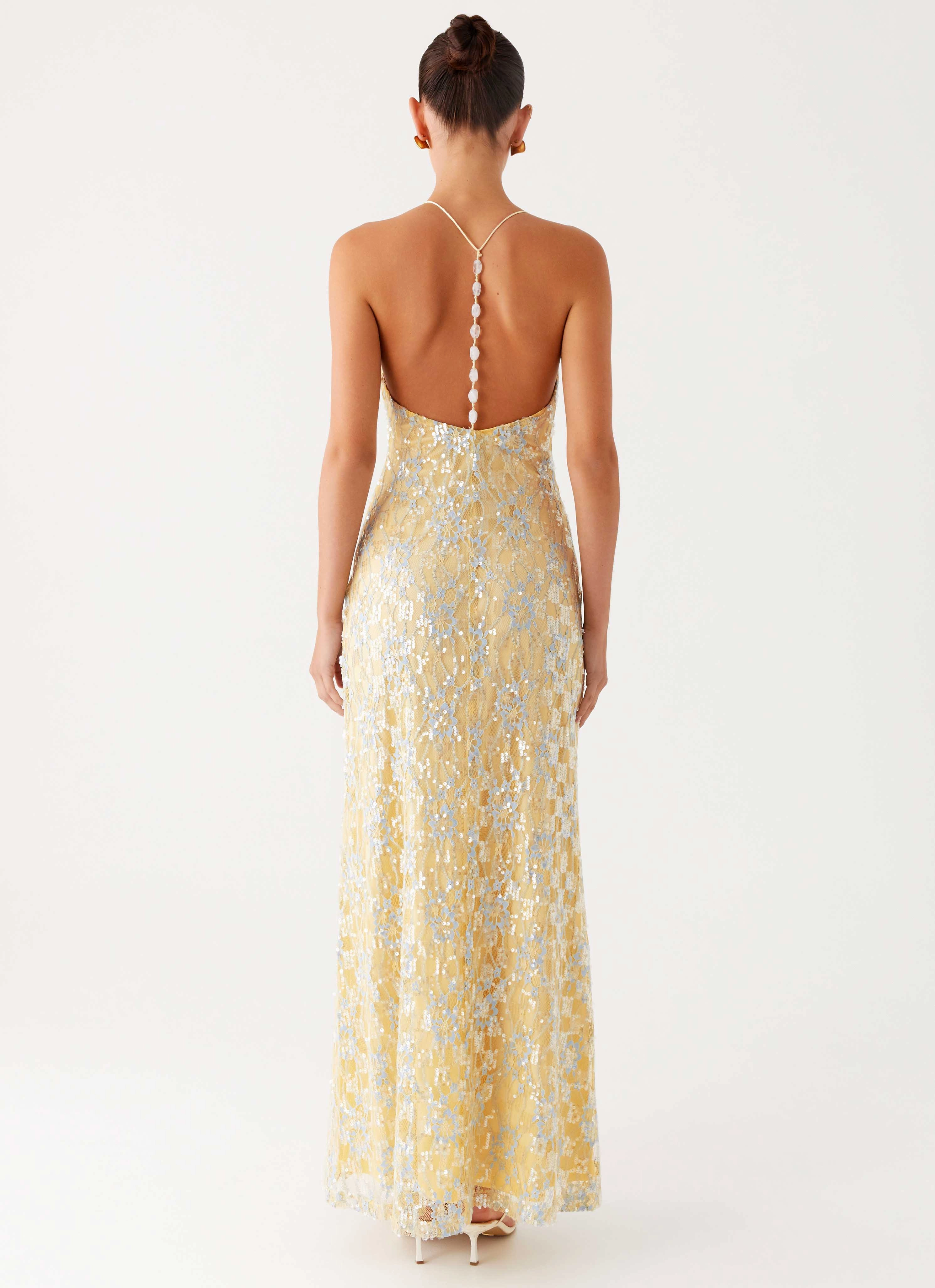 Side Pleats Edgy-Look Truly Mine Maxi Dress - Yellow