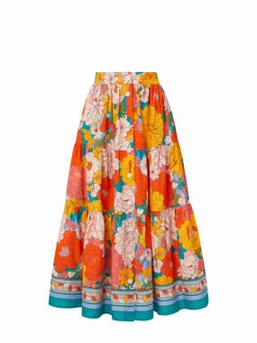 Joanna Skirt In Zinnia Fields Contrast Panel