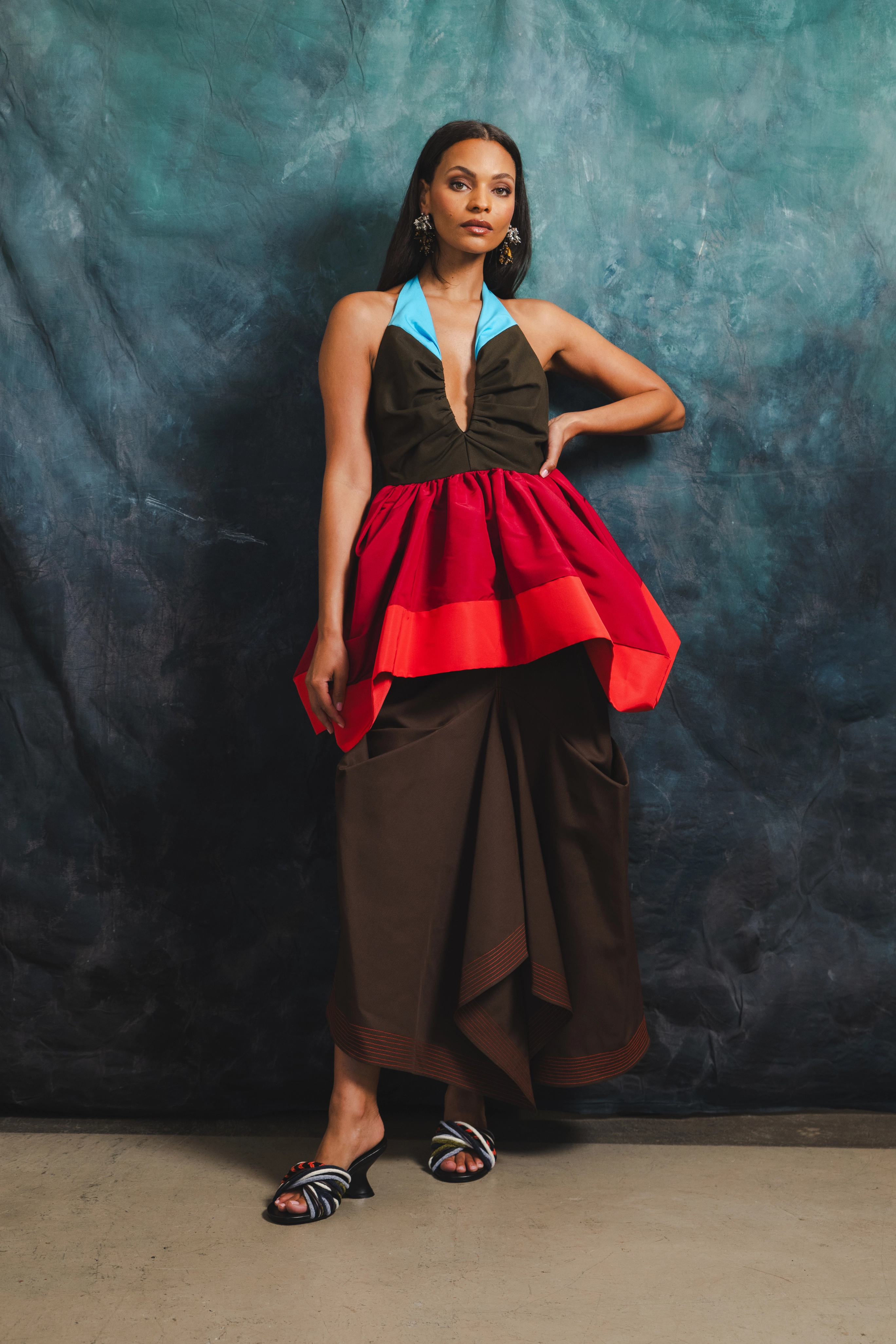 Silk Touch Tucked Trumpet Skirt with Belt