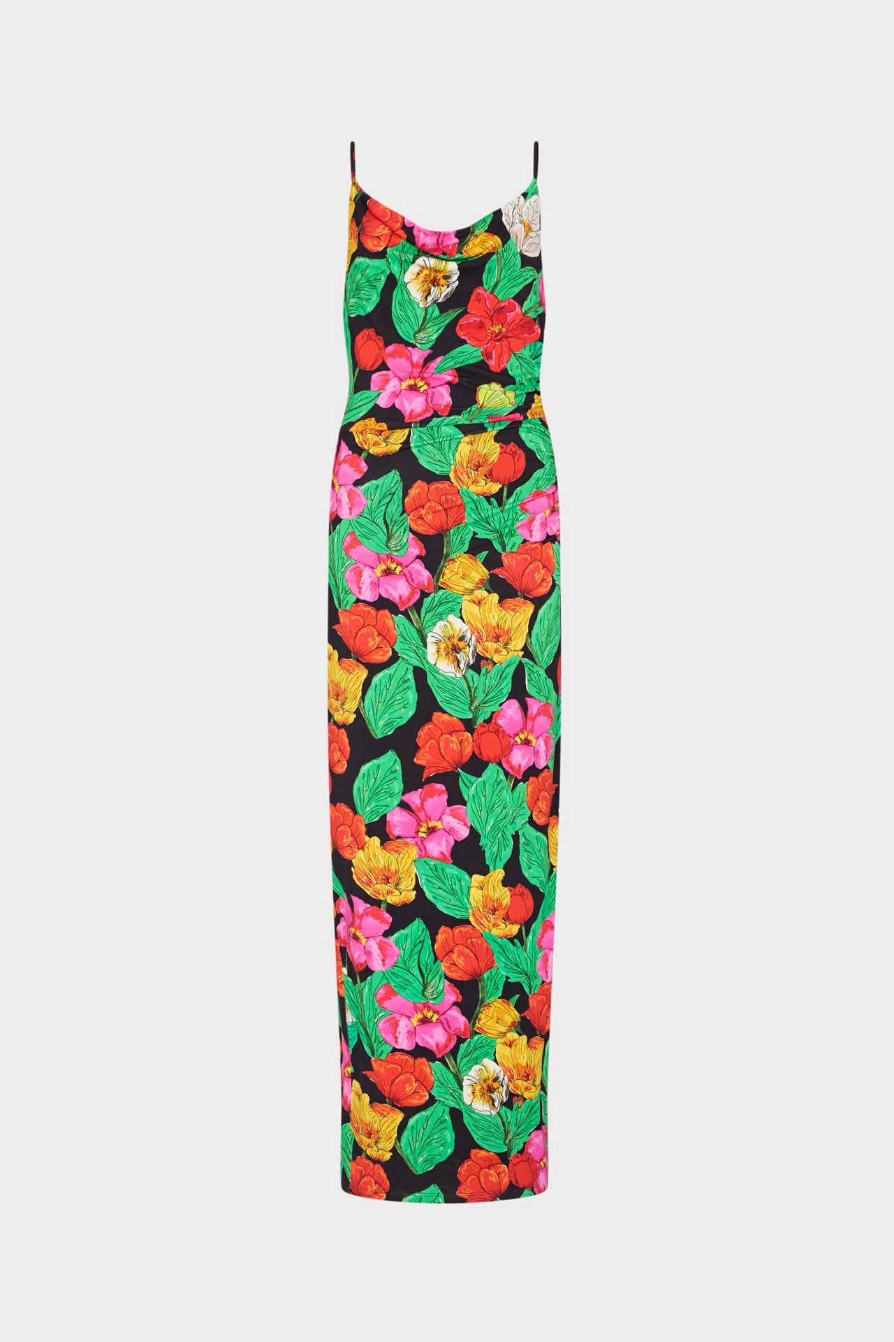 Tulip Rosette Ruched Cowl Neck Midi Dress Everyday Layers Bold Style