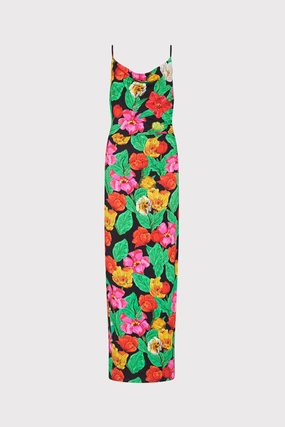 Tulip Rosette Ruched Cowl Neck Midi Dress Everyday Layers Bold Style
