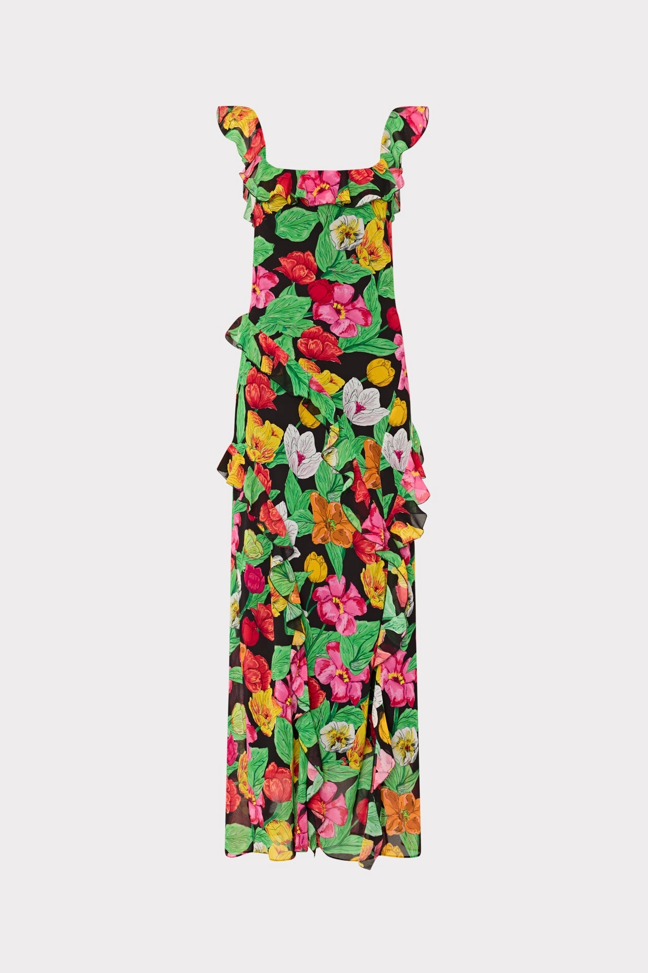 Tulip Rosette Ruffle Maxi Dress Statement Look Festival-Ready