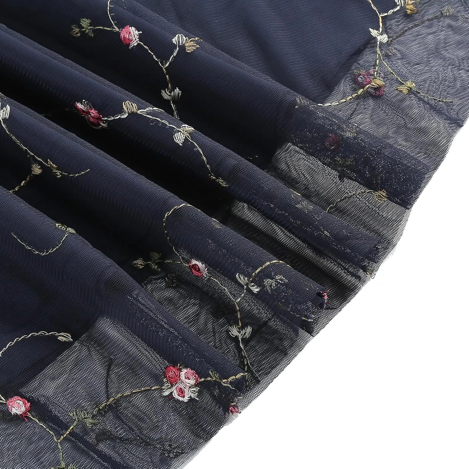 Tulle Embroidery Floral Dress for Women Sleeveless Mesh Flower Embroidered Tulle Prom Dress Summer Wedding Tea Party Dress
