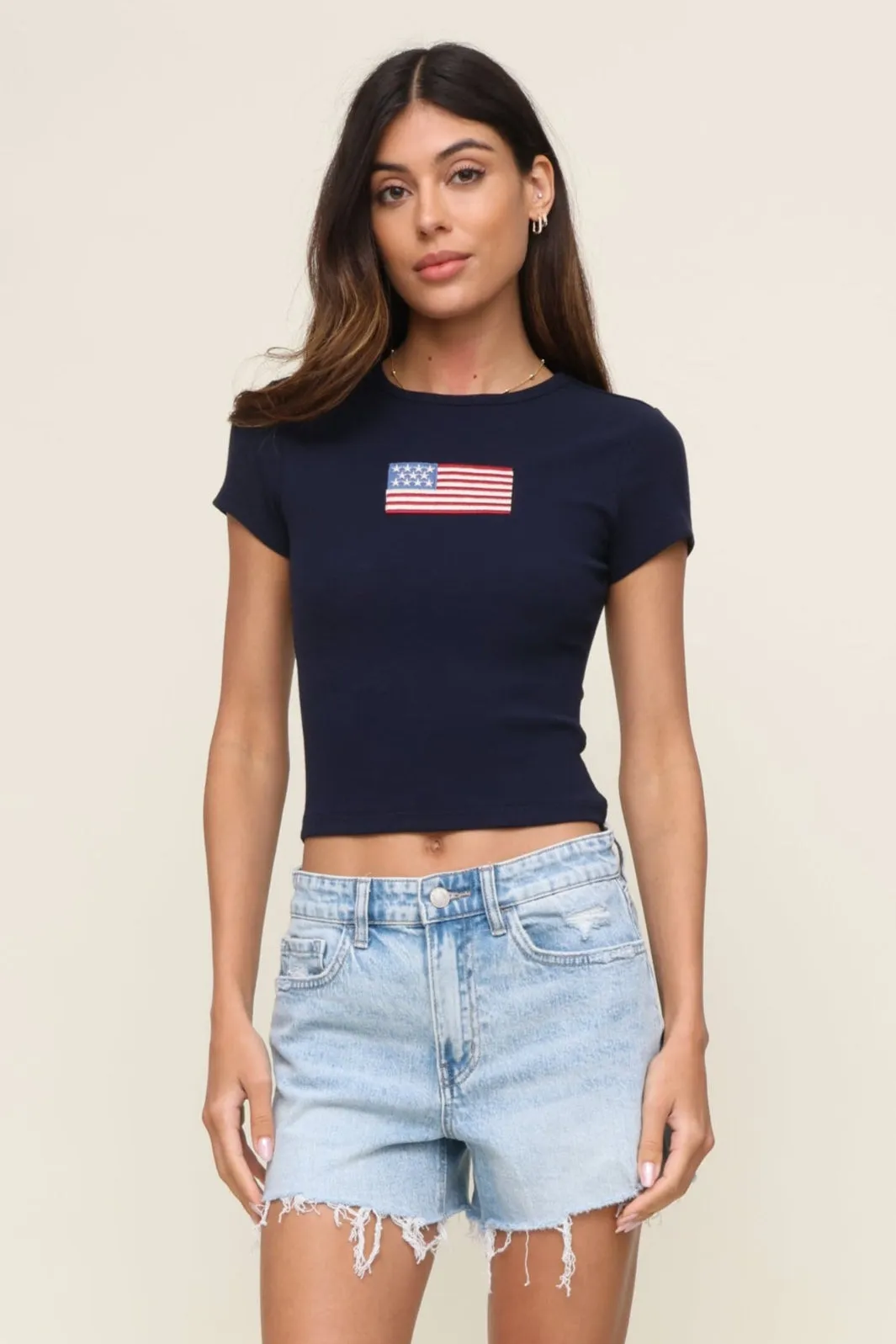 Seamless Knit Design Wrinkle Resistant Americana Tee