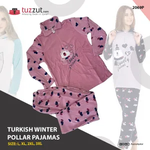 Turkish Winter Polar Pajama Nightwear Homewear Pink - 2069P