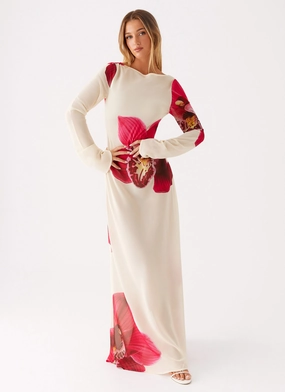 Lorde Maxi Dress - Orchid Yellow Skin Glow Urban Drape