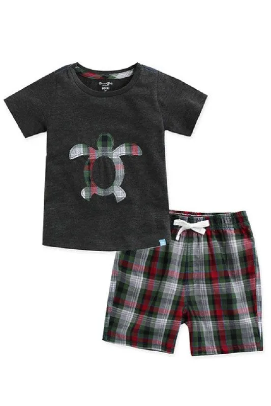 Turtle Charcoal Short Sleeve Tee & Shorts Set