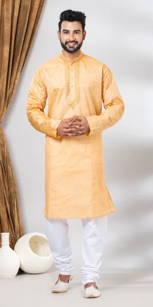 Tussar Silk Kurta with Floral Embroidery- XL