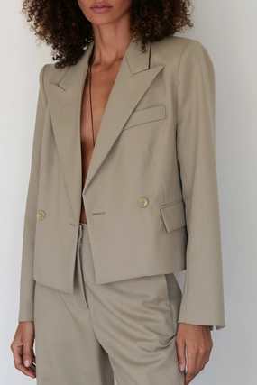 QuickDry Fabric Tuxedo Blazer - Beige