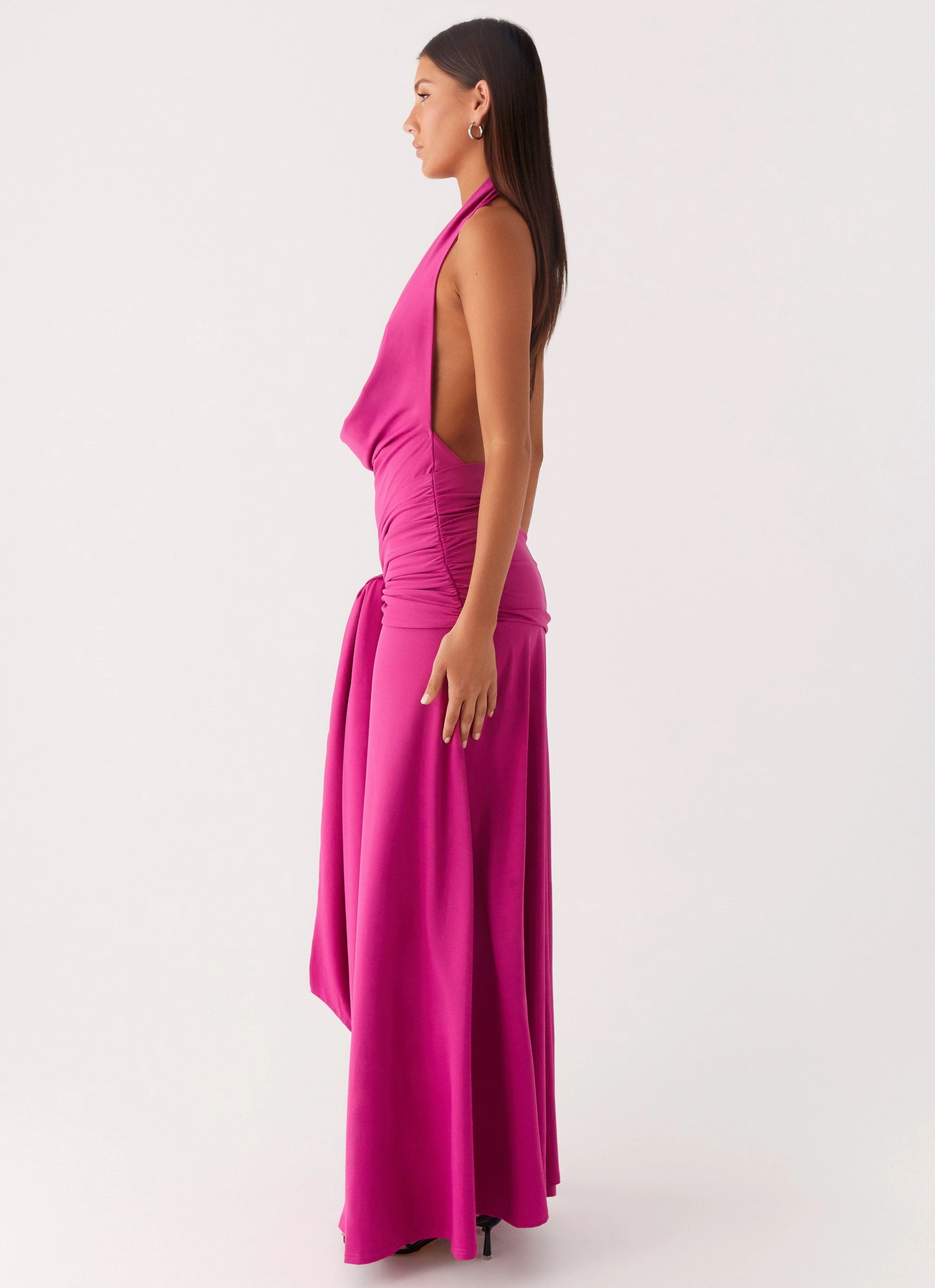 Charming Fit Casual Core Rowan Ray Cowl Maxi Dress - Fuchsia