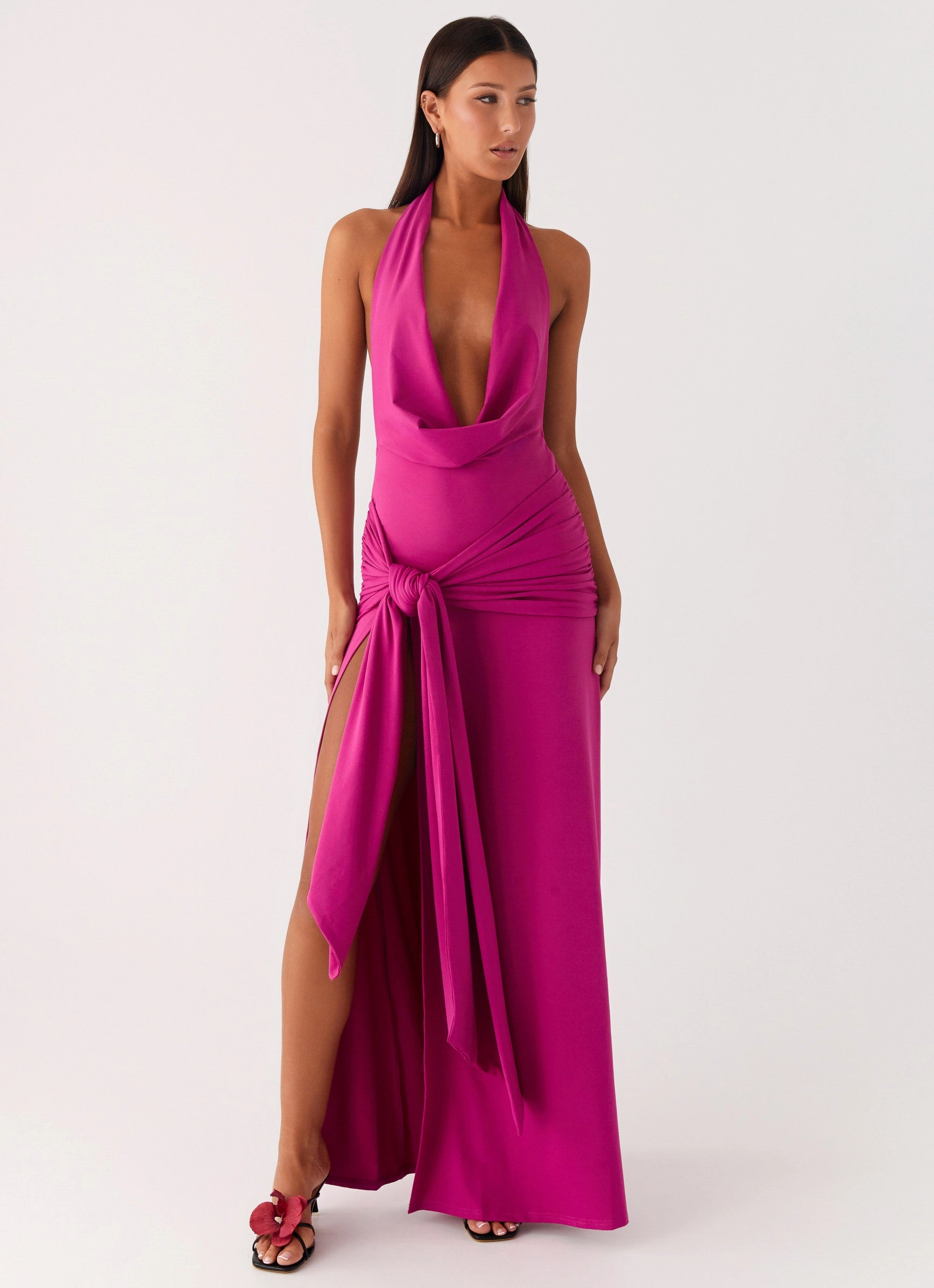 Contemporary Wear Rowan Ray Cowl Maxi Dress - Fuchsia