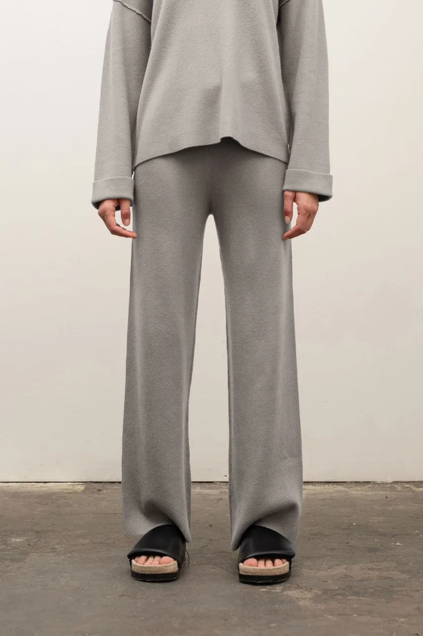 two piece rib knit lounge set - heather grey