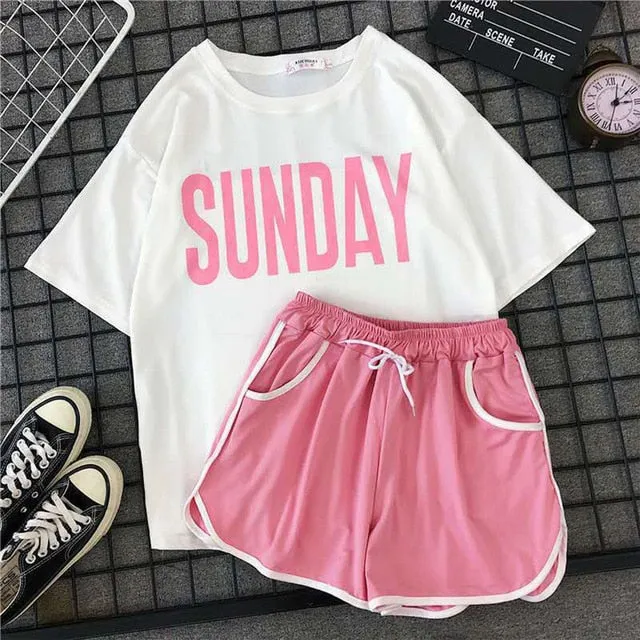 Two Piece SUNDAY Pajama Set