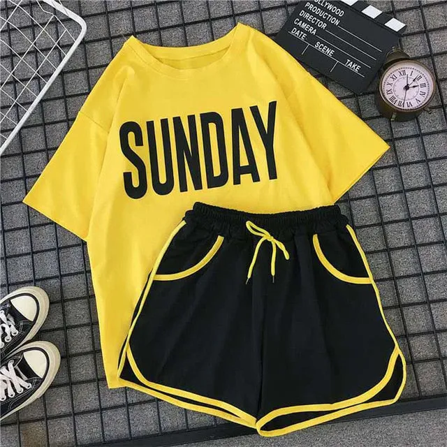 Two Piece SUNDAY Pajama Set