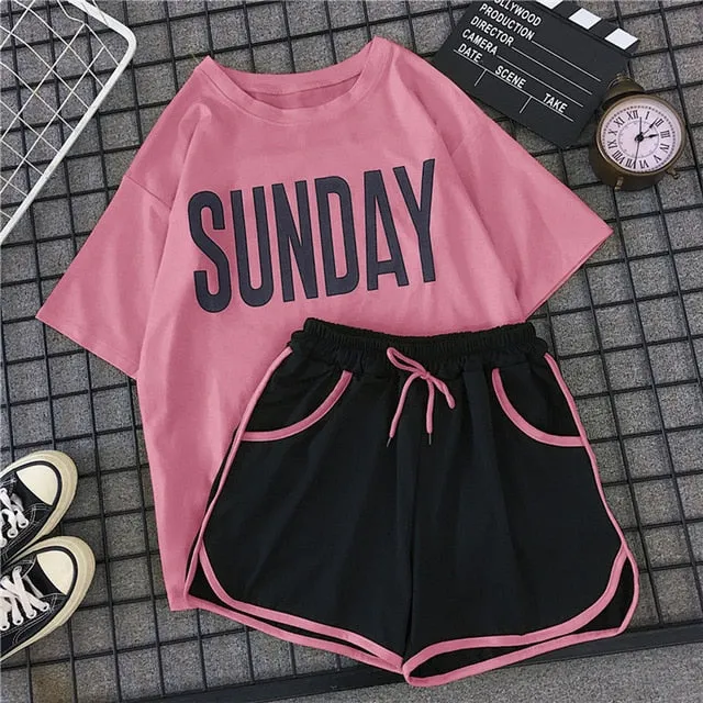 Two Piece SUNDAY Pajama Set