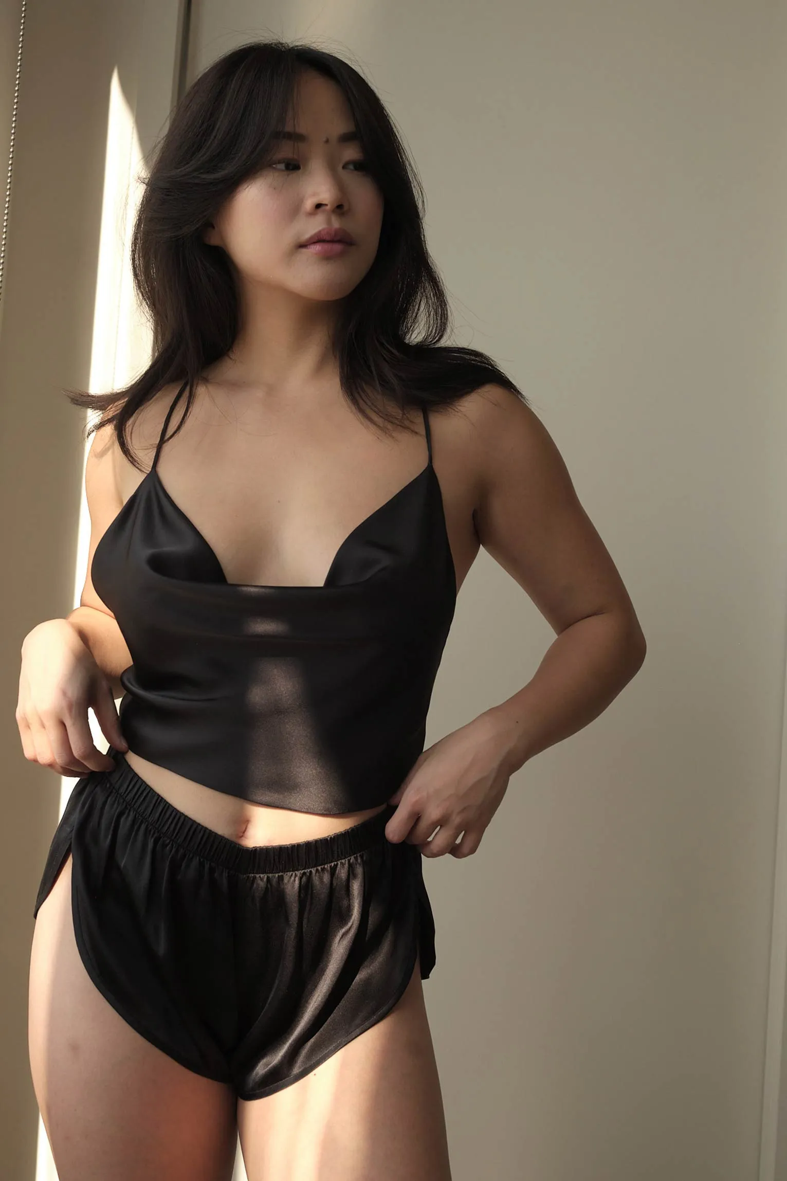 Twyla Silk Shorts Black