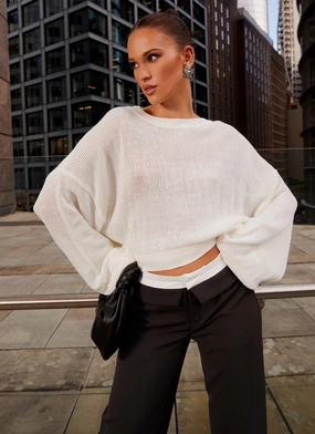 Ultraviolet Protection Neutral Tones Tyla Oversized Knit Sweater - White