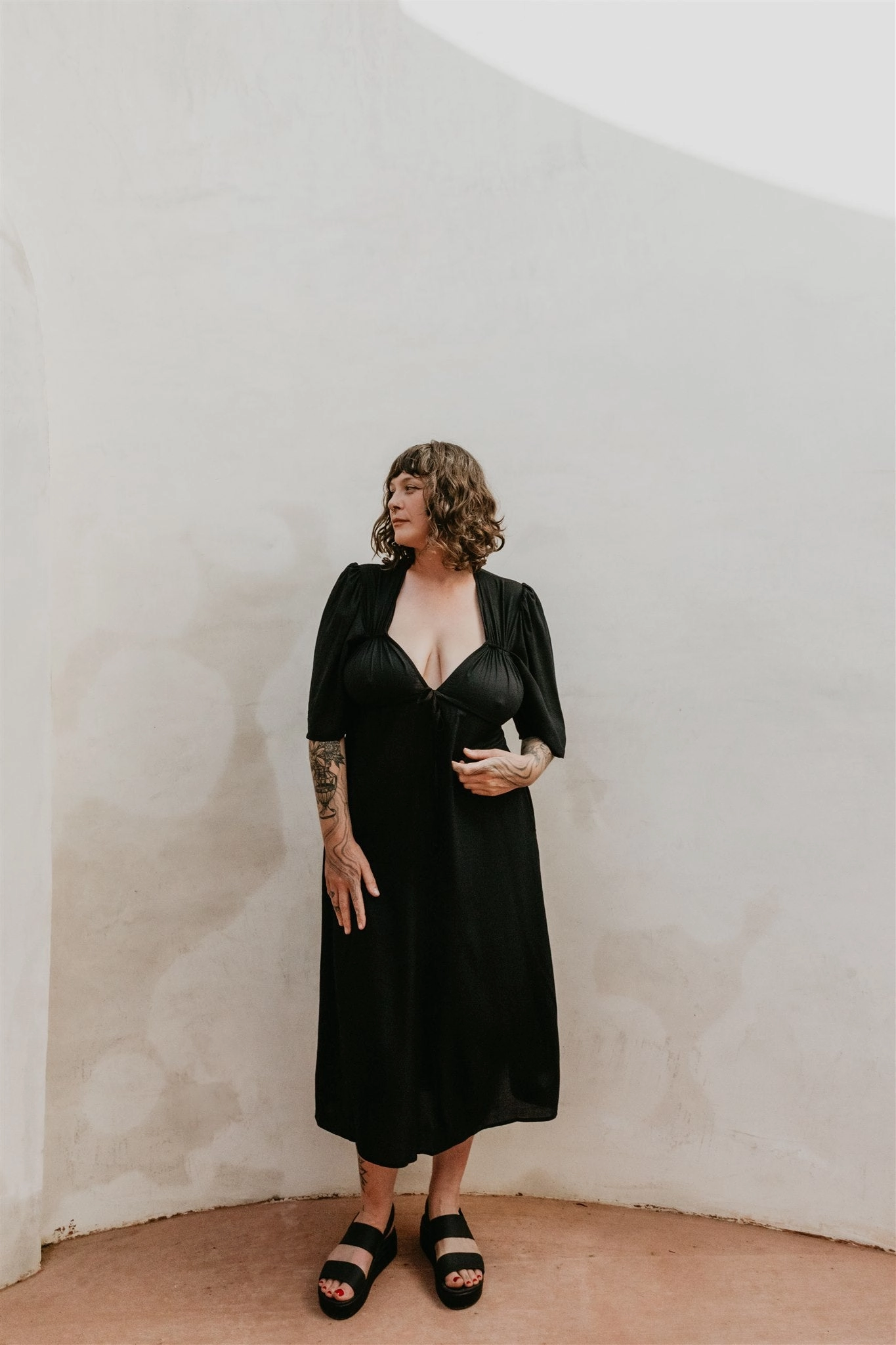 Tyrah Dress in Black Challis Youthful Style