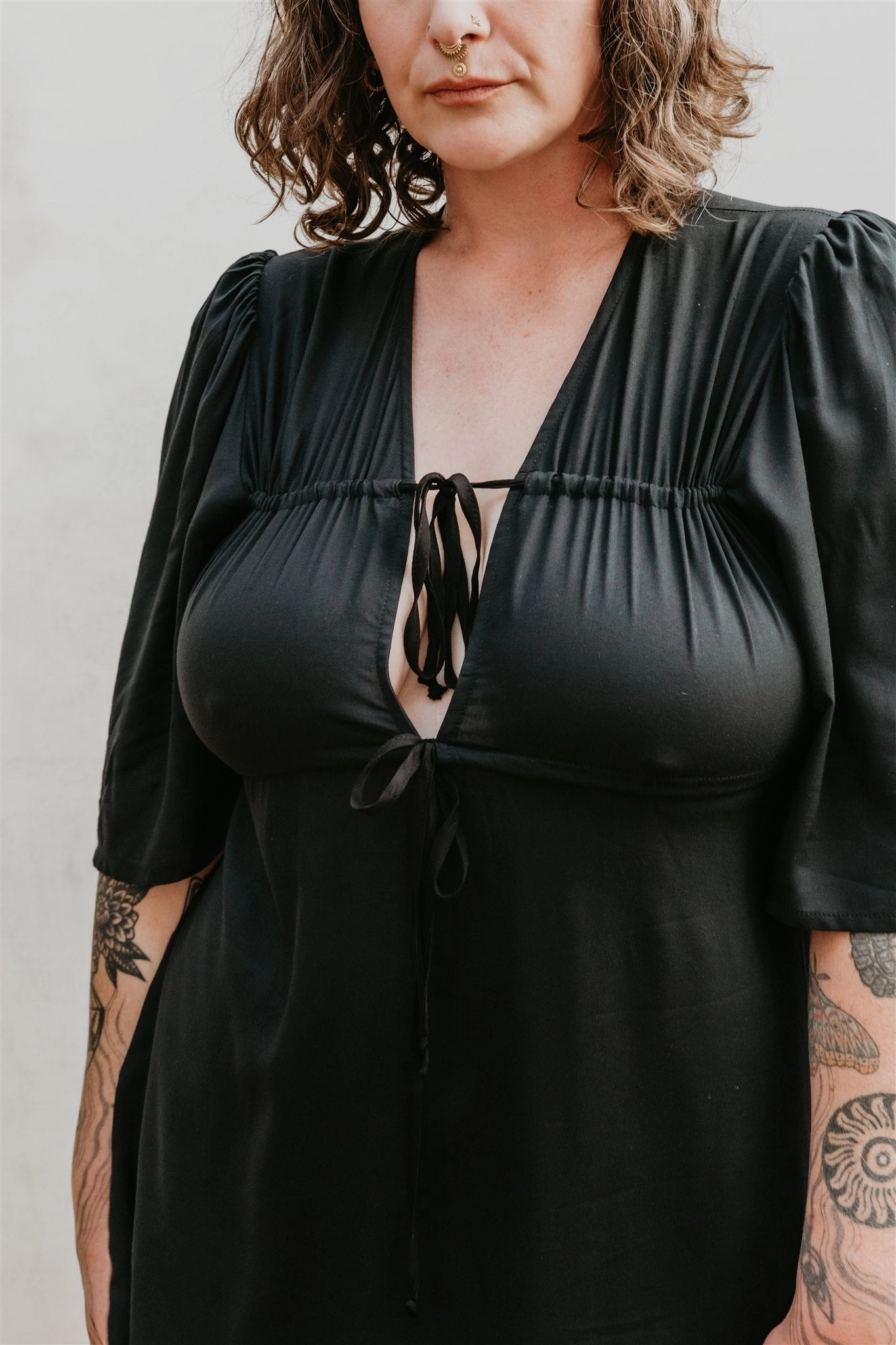 Timeless elegance Sun-Protective Tyrah Dress in Black Challis