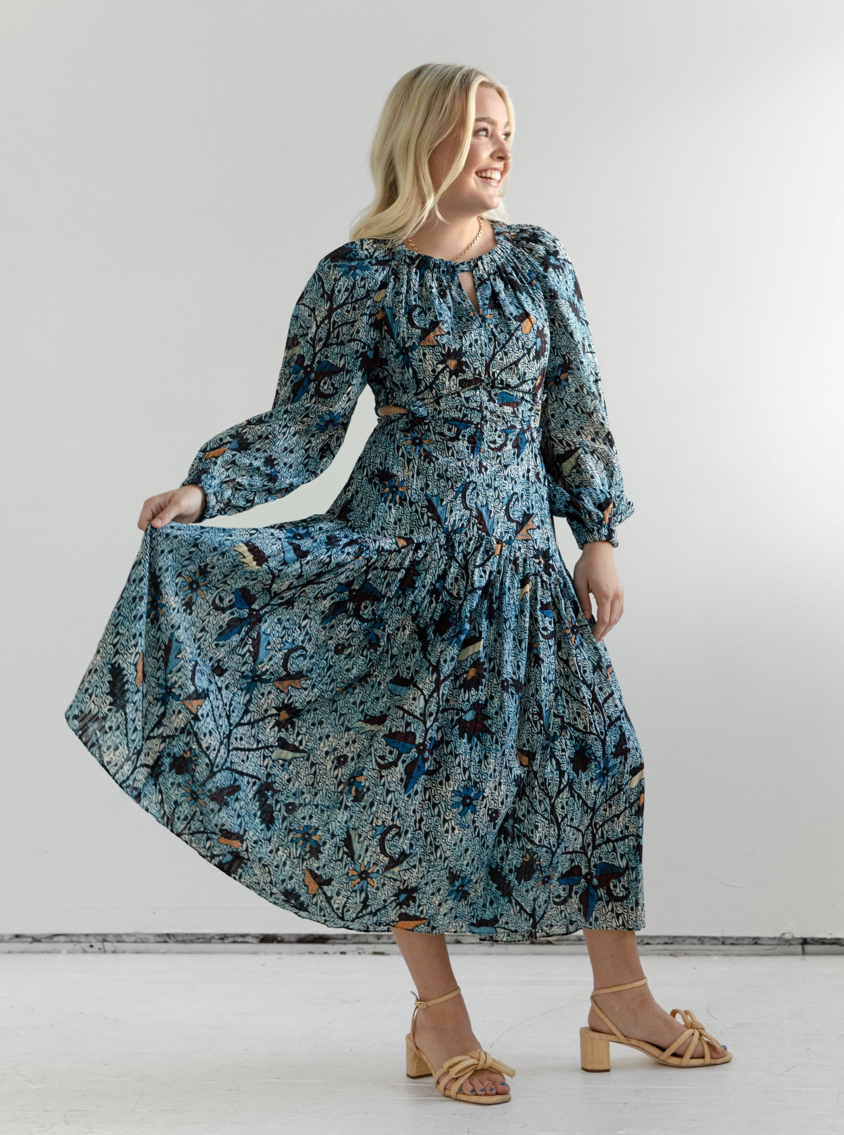 Satin-Sleeve Ulla Johnson Helia Dress