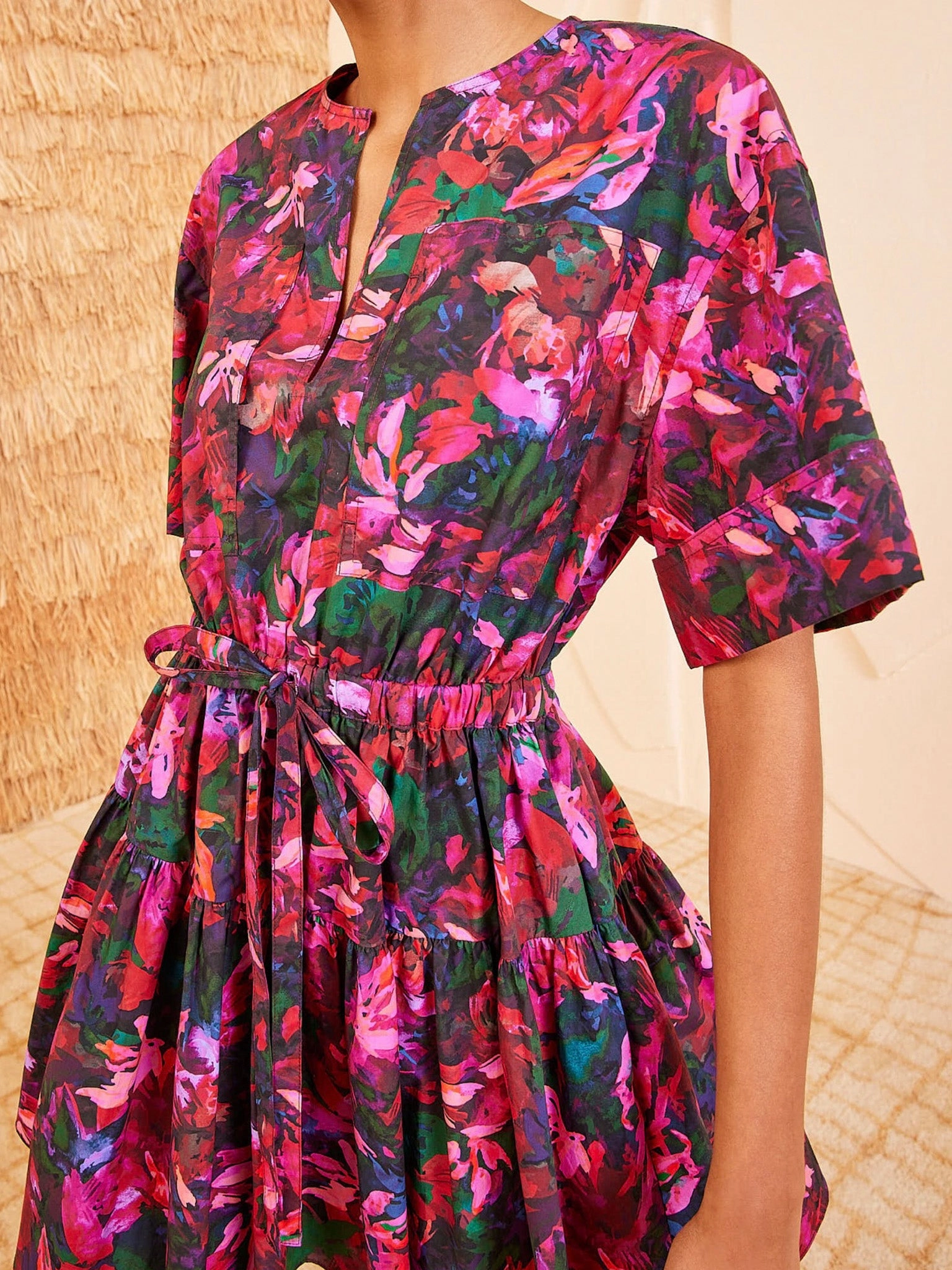 Ulla Johnson Nadira Dress in Hibiscus Side-Slit Summer Staple