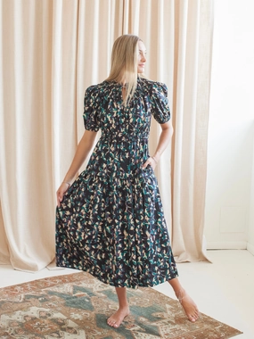 Elegant Vibe Ulla Johnson Othella Short Sleeve Midi Dress- Kaleidoscope